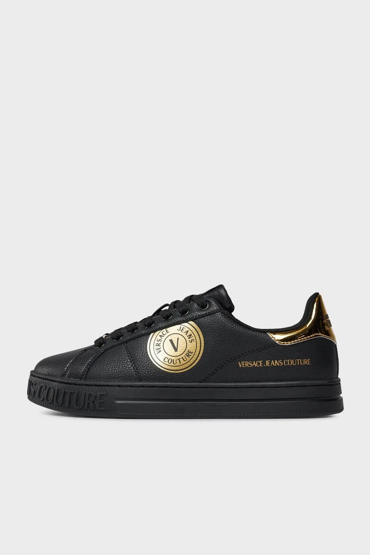 Versace Jeans Couture Logolu Deri Sneaker Erkek Ayakkabı 75YA3SK1 ZP332 G89 SİYAH-GOLD - 3