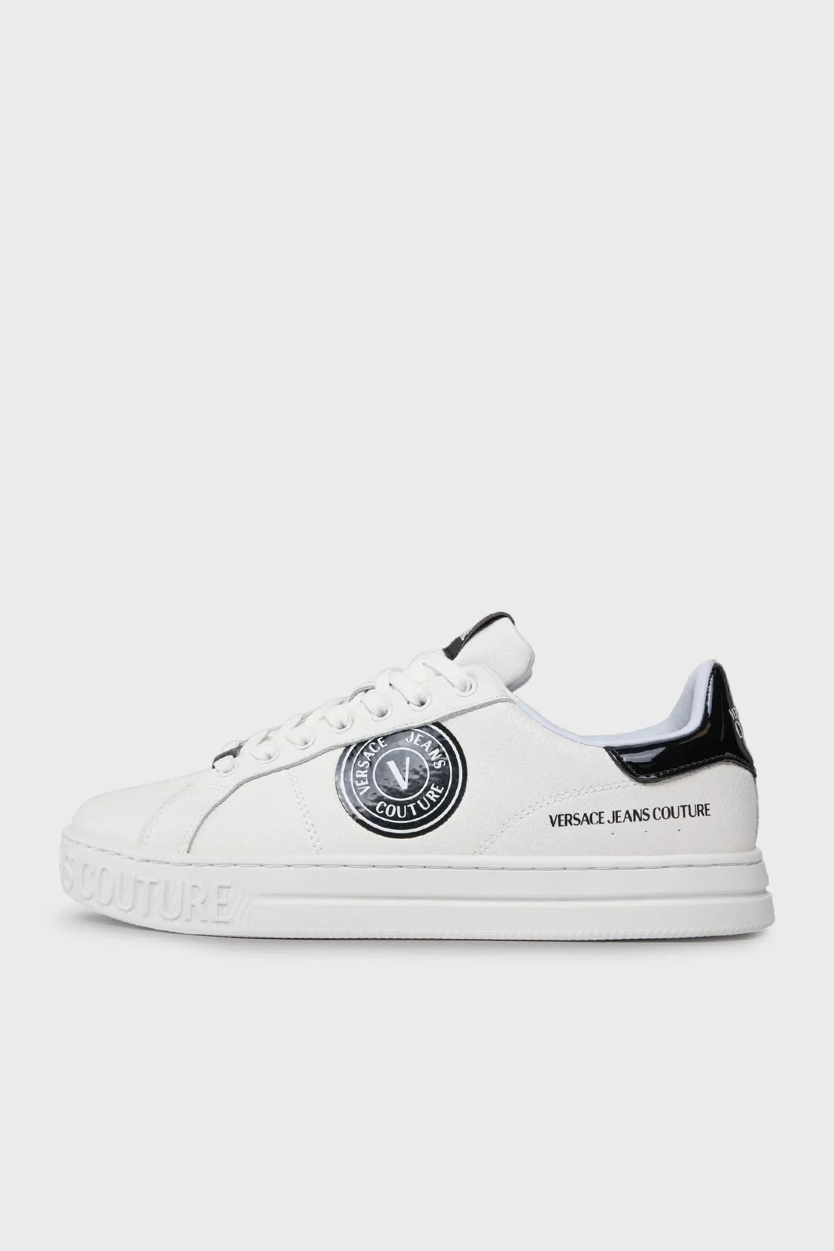 Versace Jeans Couture Logolu Deri Sneaker Erkek Ayakkabı 75YA3SK1 ZP332 L02 BEYAZ-SİYAH - 3