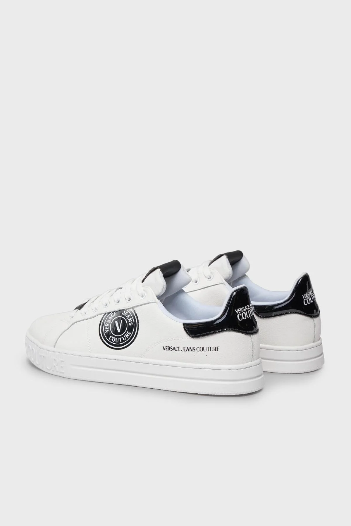 Versace Jeans Couture Logolu Deri Sneaker Erkek Ayakkabı 75YA3SK1 ZP332 L02 BEYAZ-SİYAH - 6