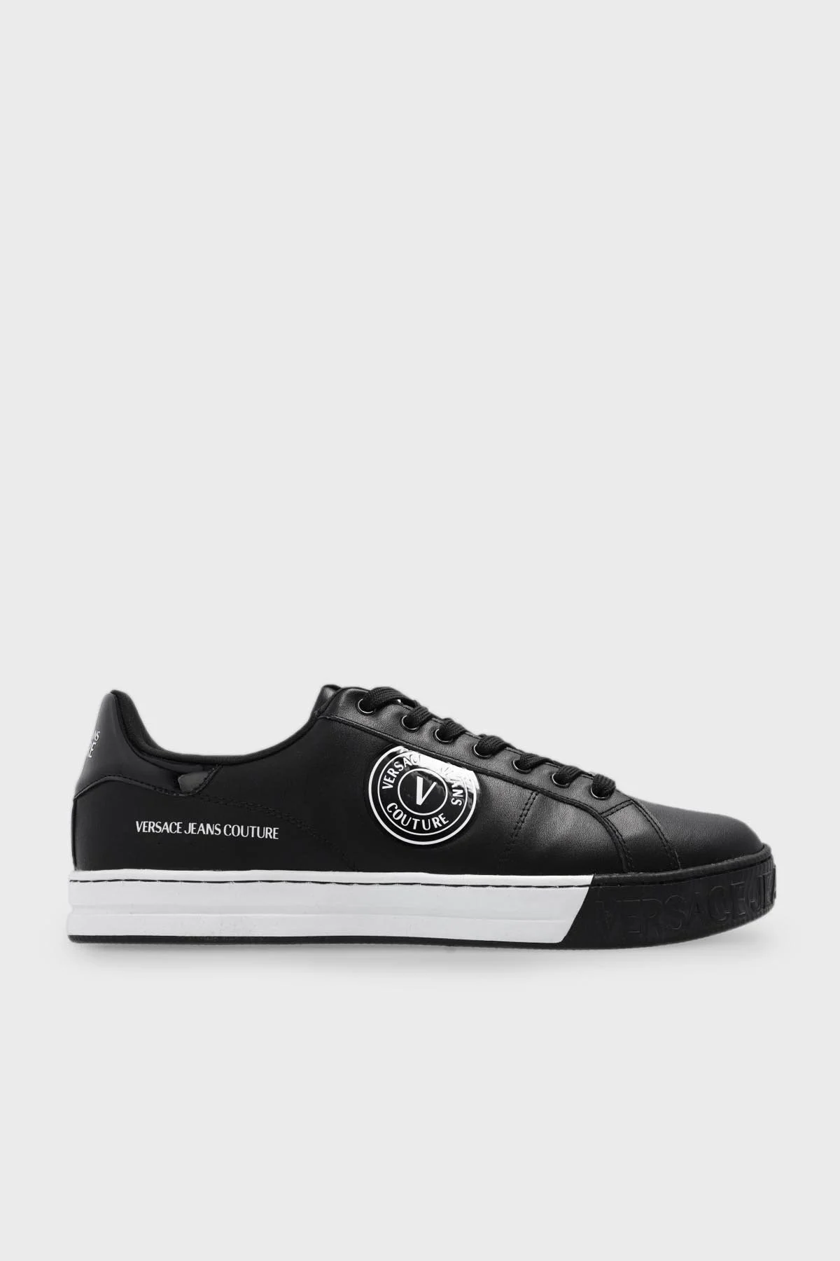 Versace Jeans Couture Logolu Deri Sneaker Erkek Ayakkabı 75YA3SK1 ZP333 899 SİYAH - 1