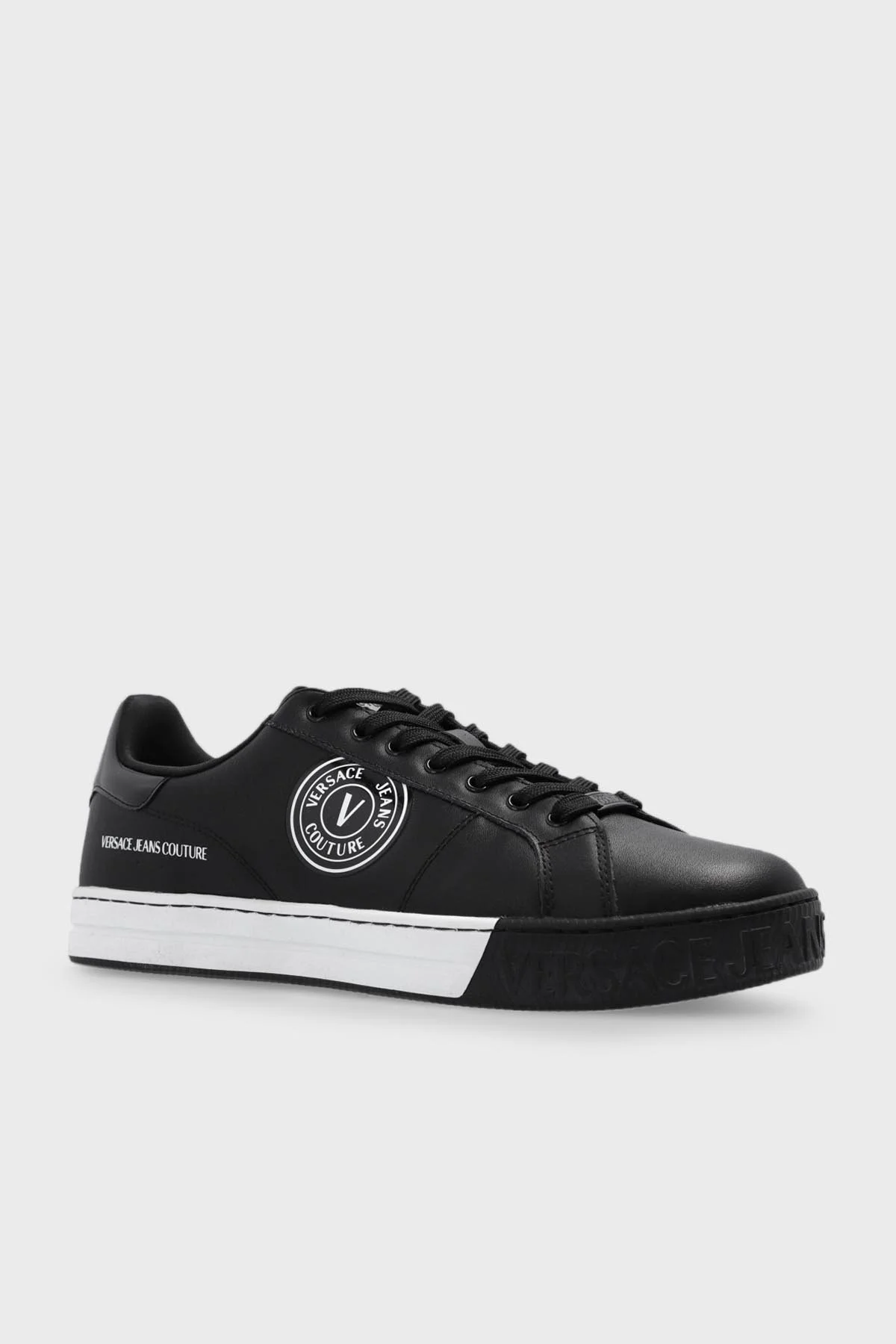Versace Jeans Couture Logolu Deri Sneaker Erkek Ayakkabı 75YA3SK1 ZP333 899 SİYAH - 3