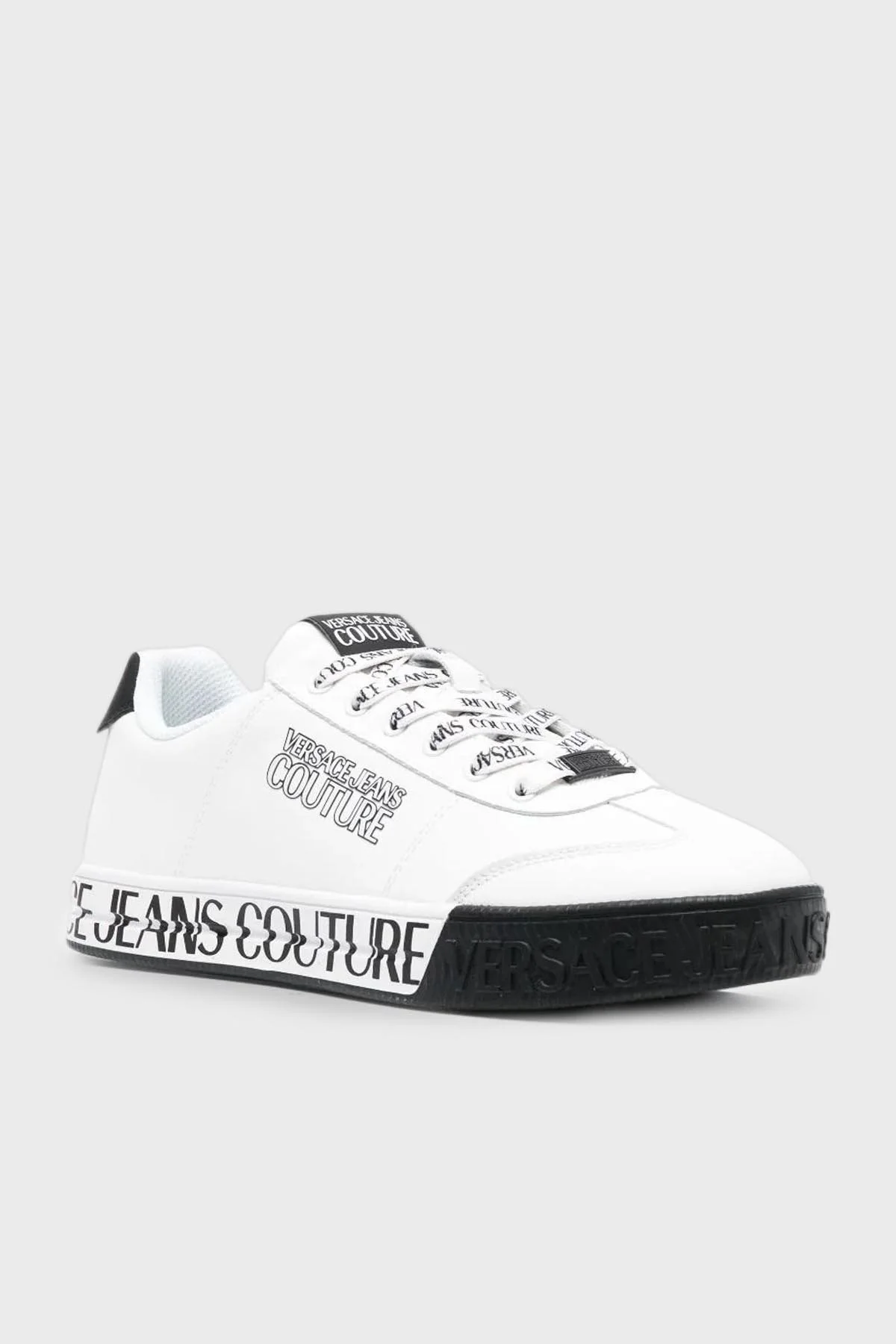 Versace Jeans Couture Logolu Deri Sneaker Erkek Ayakkabı 75YA3SK6 ZP335 003 BEYAZ - 4