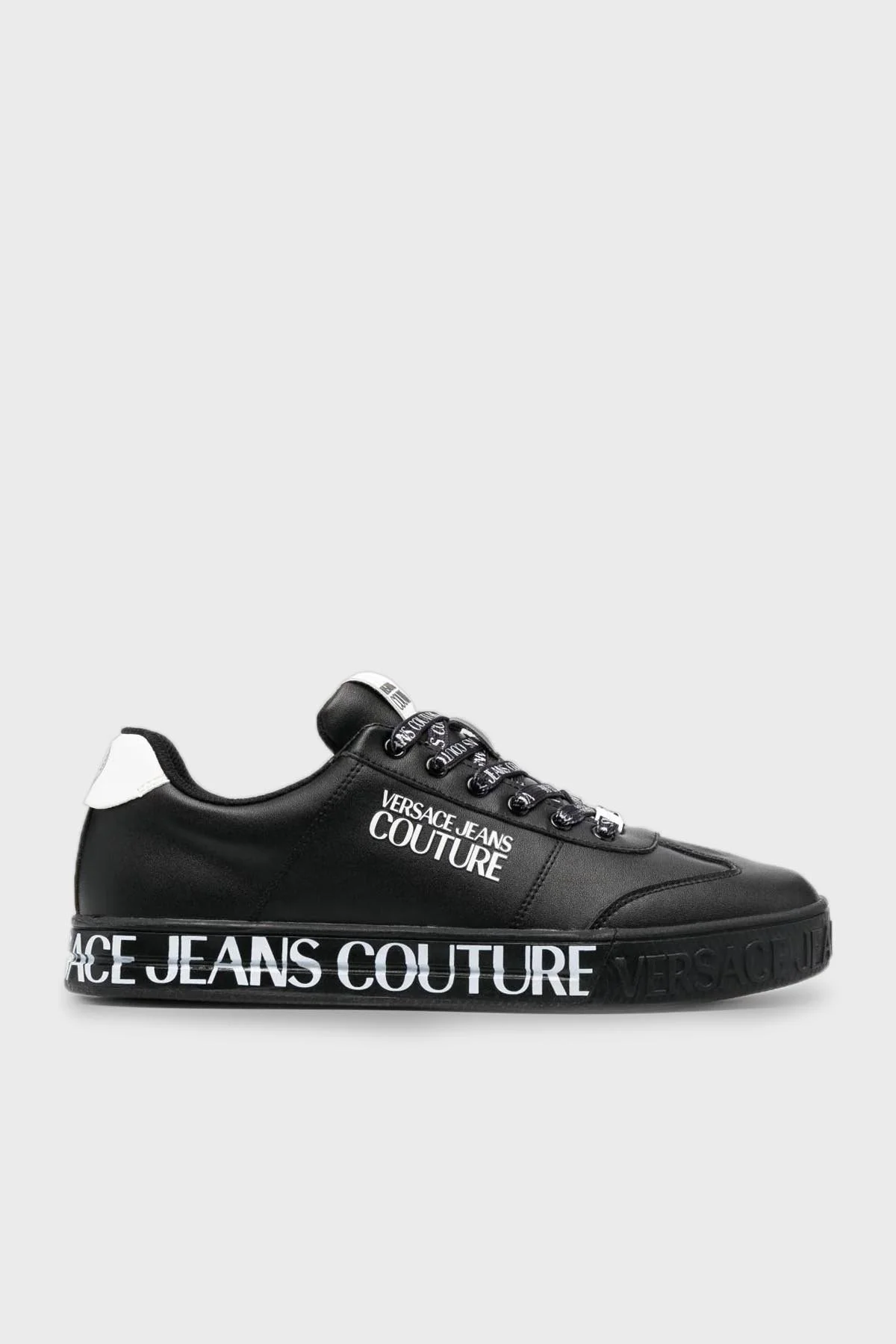 Versace Jeans Couture Logolu Deri Sneaker Erkek Ayakkabı 75YA3SK6 ZP335 899 SİYAH - 1