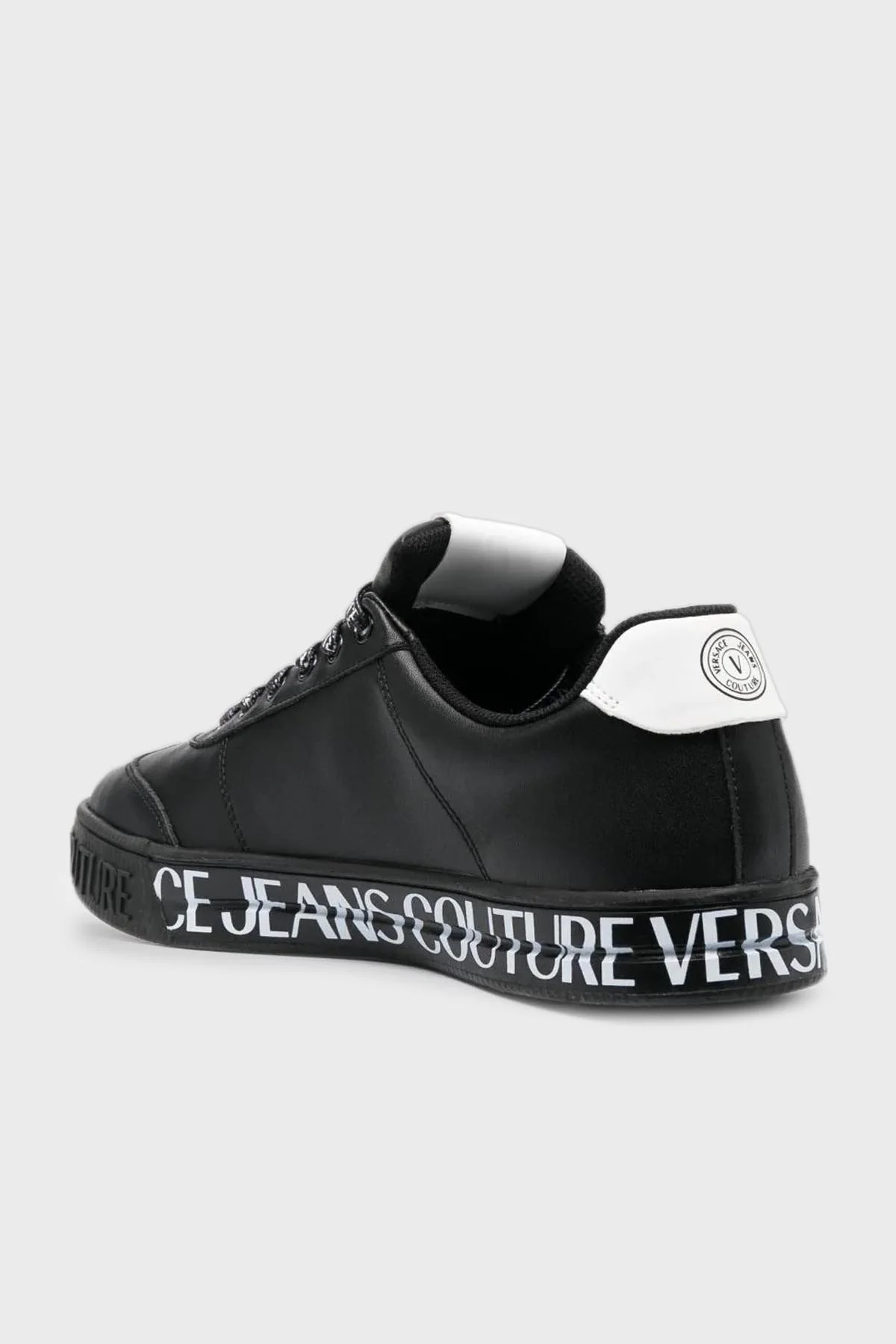 Versace Jeans Couture Logolu Deri Sneaker Erkek Ayakkabı 75YA3SK6 ZP335 899 SİYAH - 2