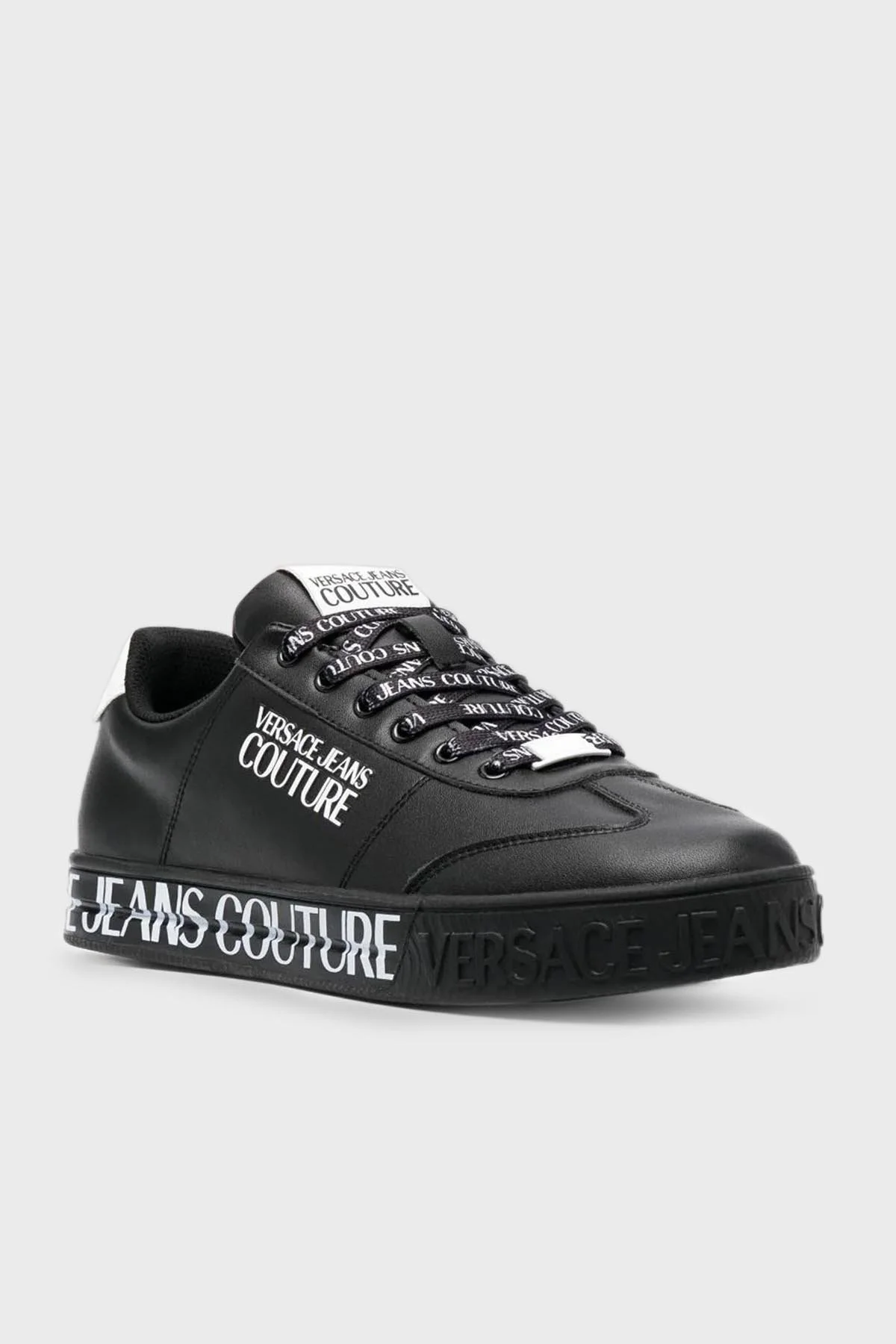 Versace Jeans Couture Logolu Deri Sneaker Erkek Ayakkabı 75YA3SK6 ZP335 899 SİYAH - 3