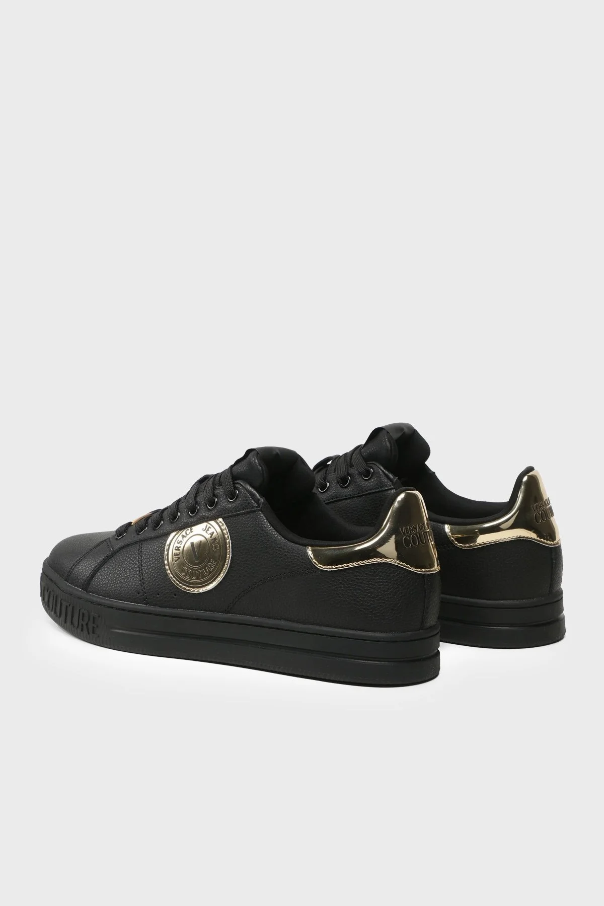 Versace Jeans Couture Logolu Deri Sneaker Erkek Ayakkabı 76YA3SK1 ZPA59 G89 SİYAH - 2