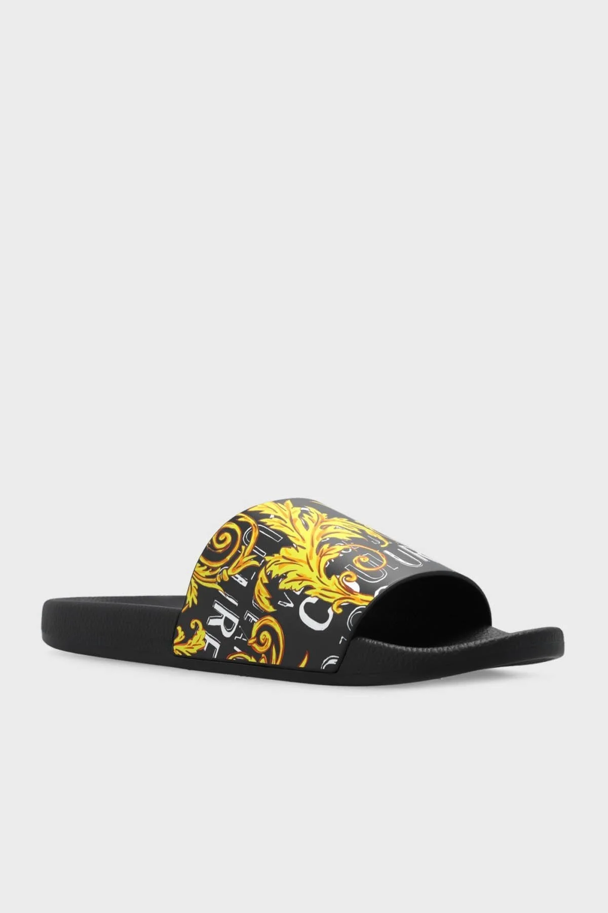 Versace Jeans Couture Logolu Düz Erkek Terlik 74YA3SQ4 ZS631 G89 SİYAH-GOLD - 5