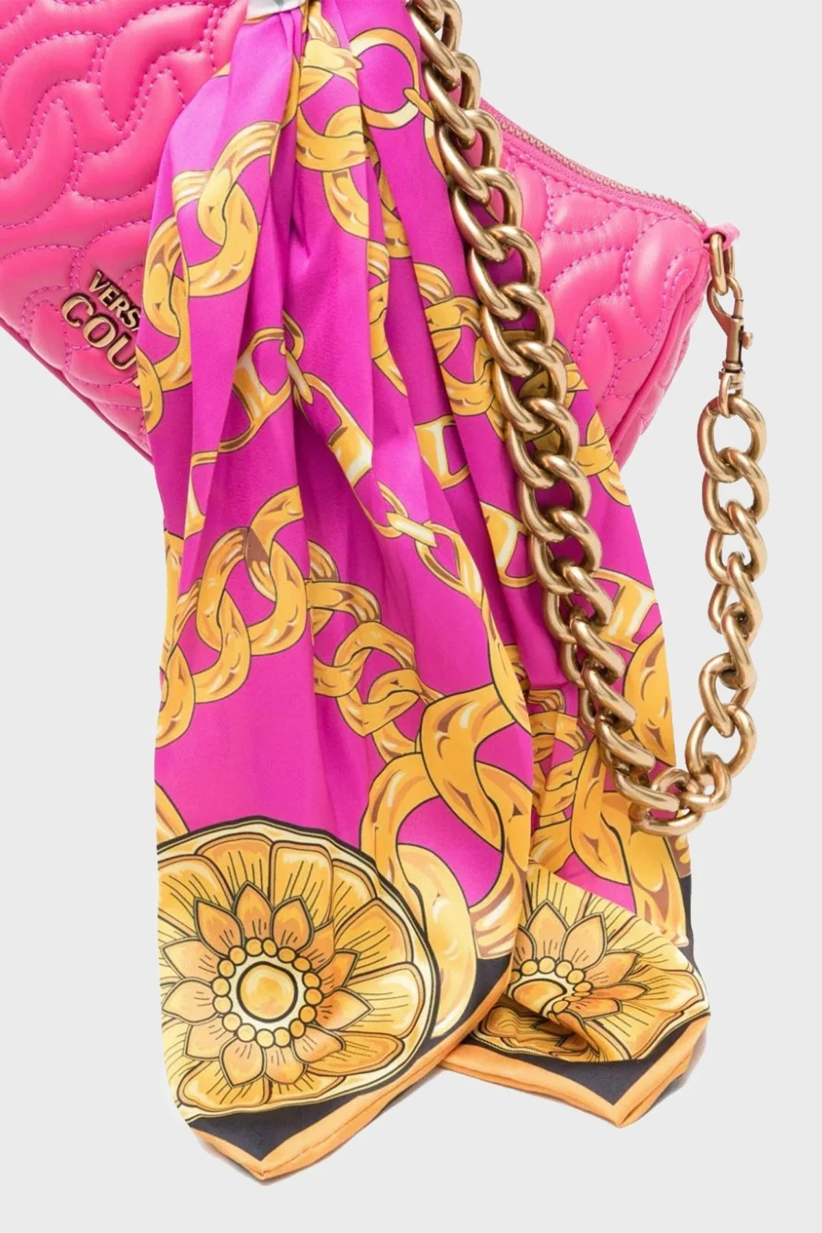 Versace Jeans Couture Logolu Fermuarlı Zincir Askılı Bayan Çanta 75VA4BA6 ZS803 455 FUŞYA - 4