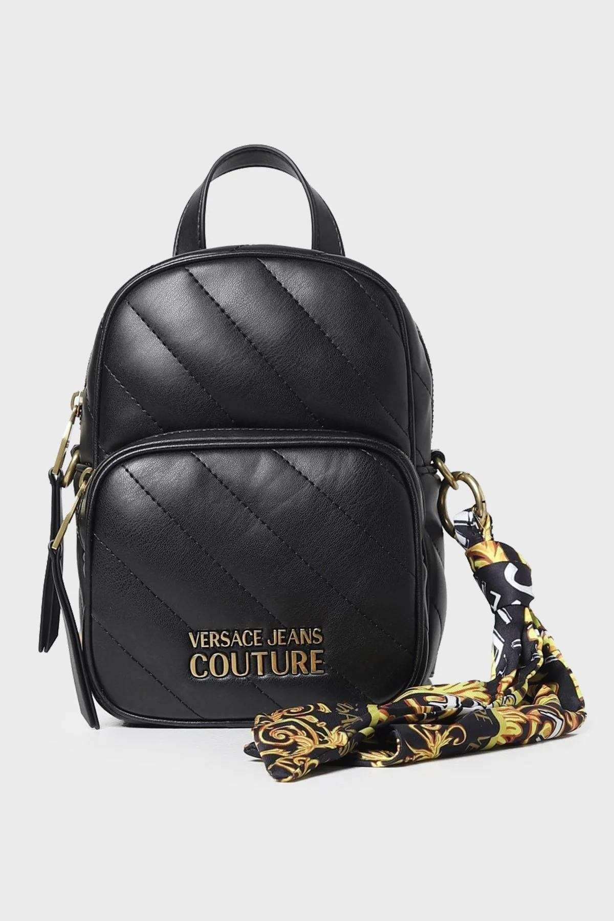 Versace Jeans Couture Logolu Fular Detaylı Kapitone Bayan Sırt Çantası 74VA4BAG ZS409 899 SİYAH - 1