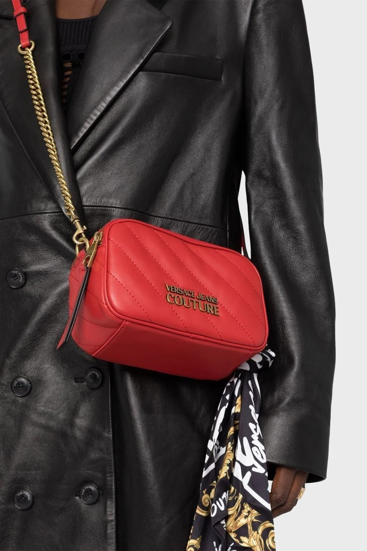 Versace Jeans Couture Logolu Fularlı Zincir Askılı Bayan Çanta 73VA4BA4 ZS409 522 KIRMIZI - 4