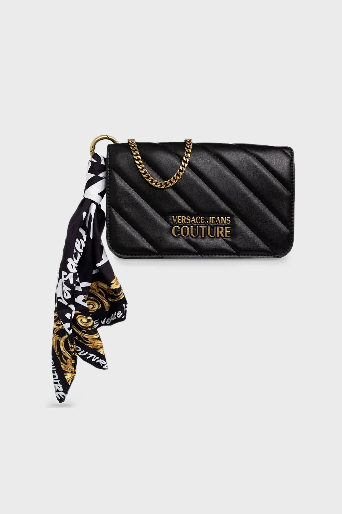 Versace Jeans Couture Logolu Fularlı Zincir Askılı Bayan Çanta 73VA5PA6 ZS409 899 SİYAH - 1