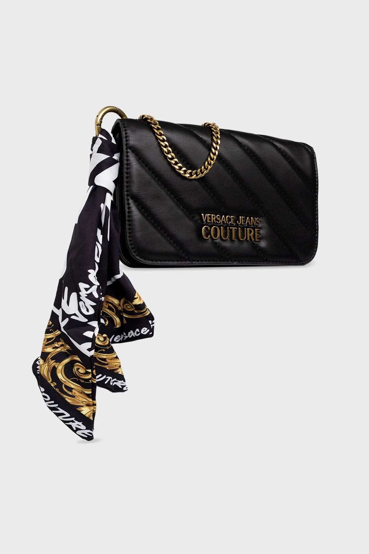 Versace Jeans Couture Logolu Fularlı Zincir Askılı Bayan Çanta 73VA5PA6 ZS409 899 SİYAH - 4