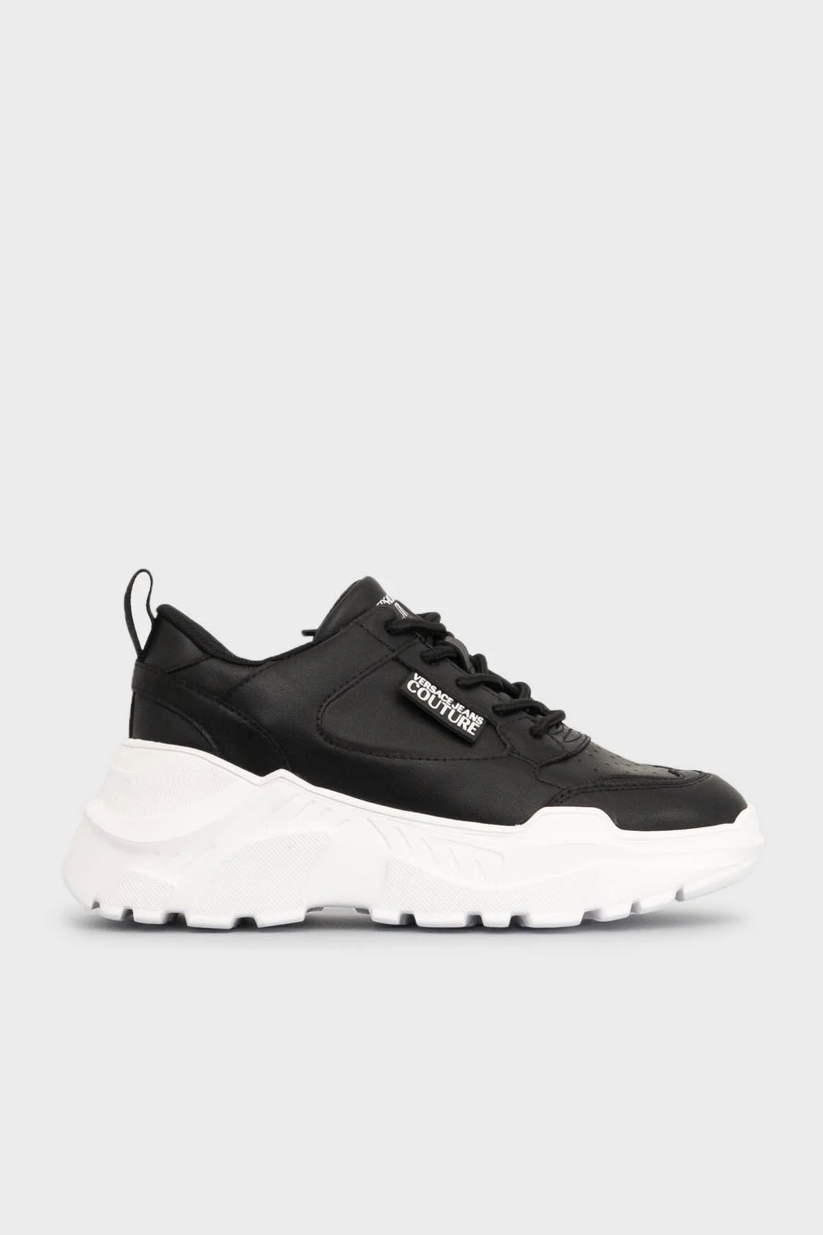 Versace Jeans Couture Logolu Hakiki Deri Sneaker Bayan Ayakkabı 75VA3SC2 ZP307 899 SİYAH - 1