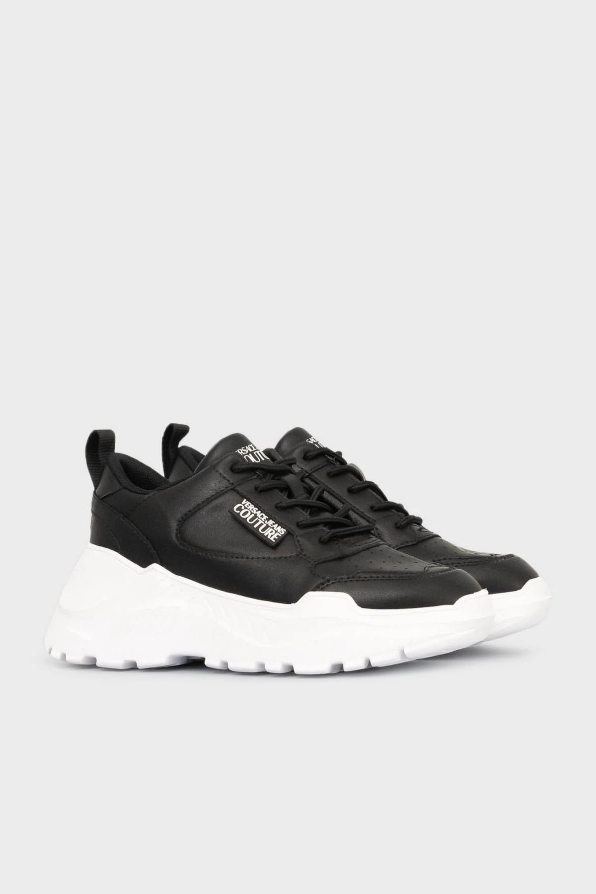 Versace Jeans Couture Logolu Hakiki Deri Sneaker Bayan Ayakkabı 75VA3SC2 ZP307 899 SİYAH - 2