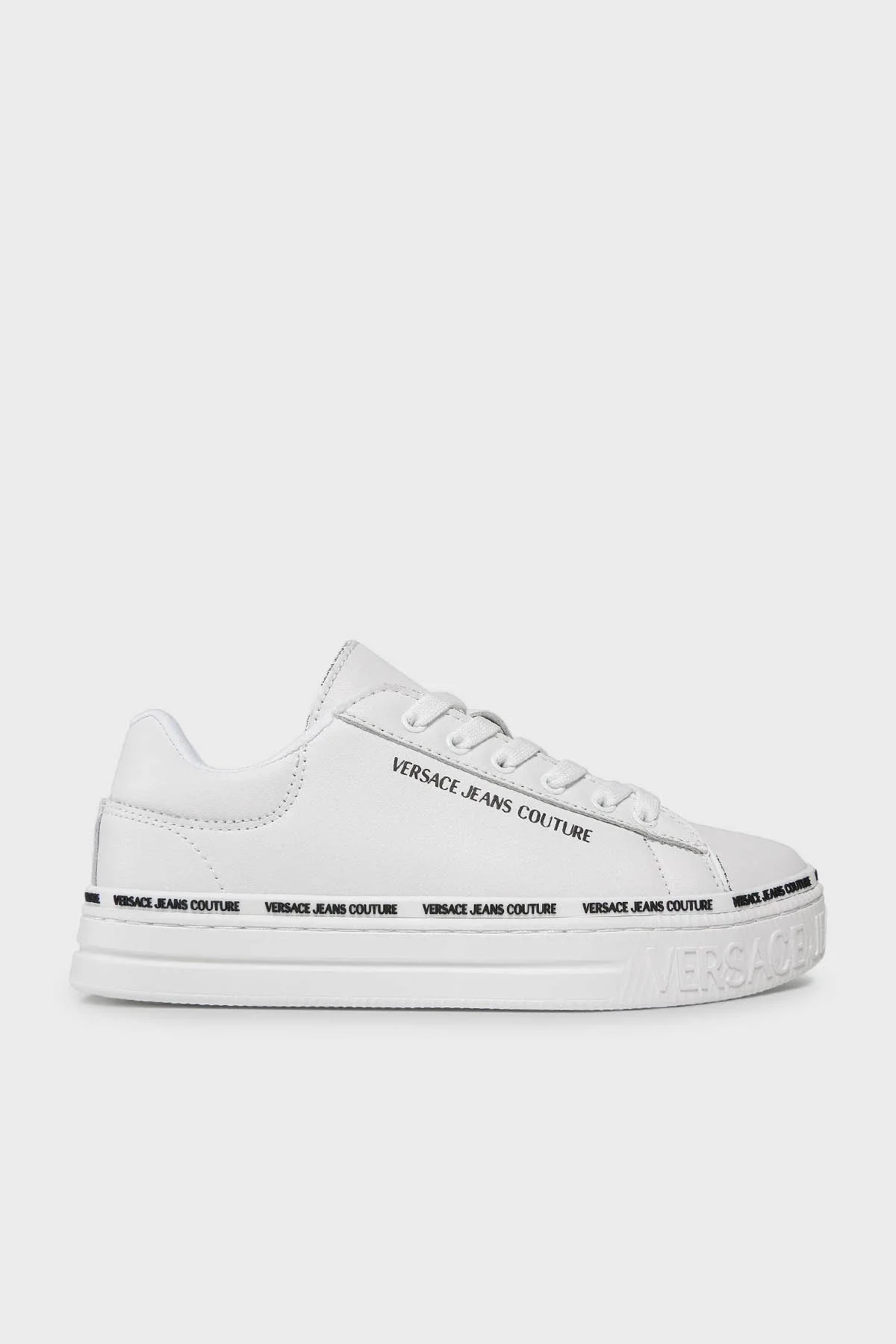 Versace Jeans Couture Logolu Hakiki Deri Sneaker Bayan Ayakkabı 75VA3SK5 ZP315 003 BEYAZ - 1
