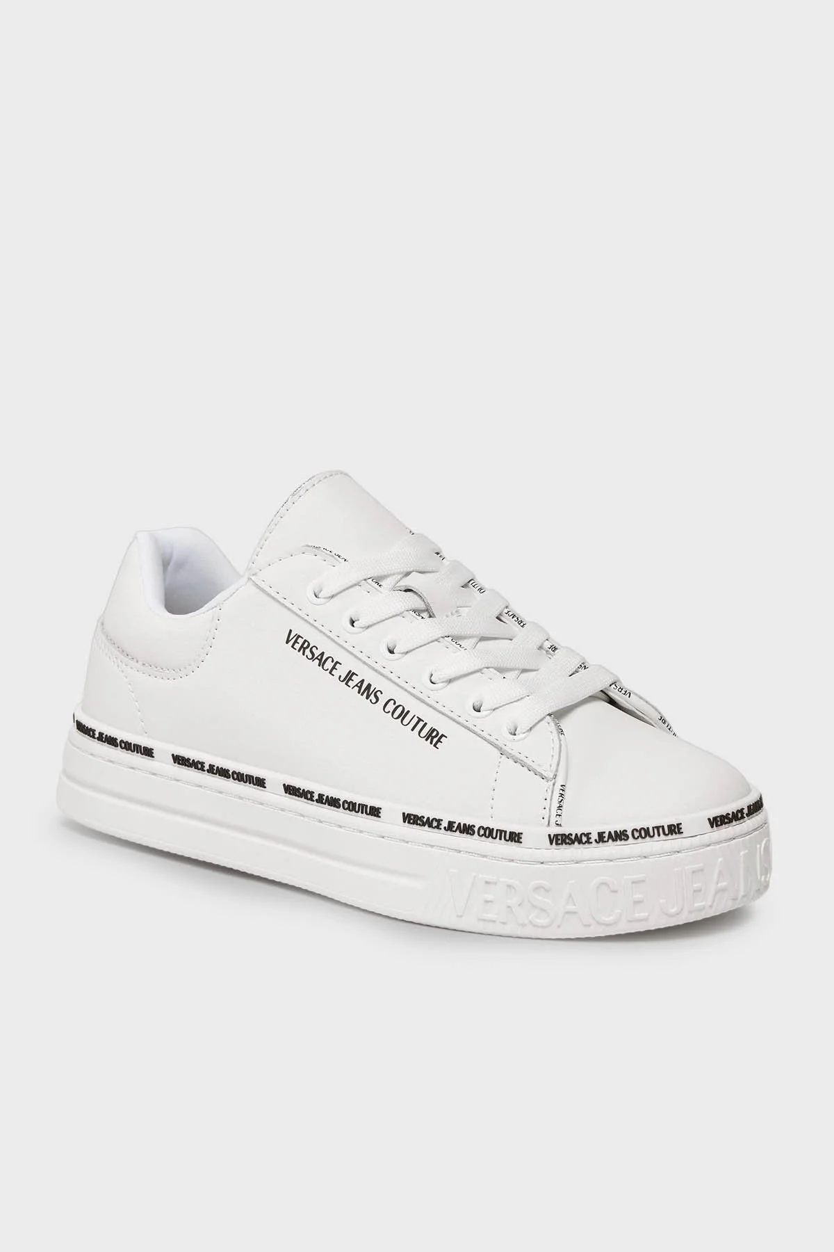 Versace Jeans Couture Logolu Hakiki Deri Sneaker Bayan Ayakkabı 75VA3SK5 ZP315 003 BEYAZ - 7