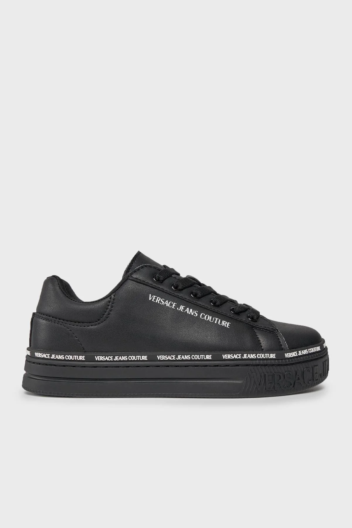 Versace Jeans Couture Logolu Hakiki Deri Sneaker Bayan Ayakkabı 75VA3SK5 ZP315 899 SİYAH - 1