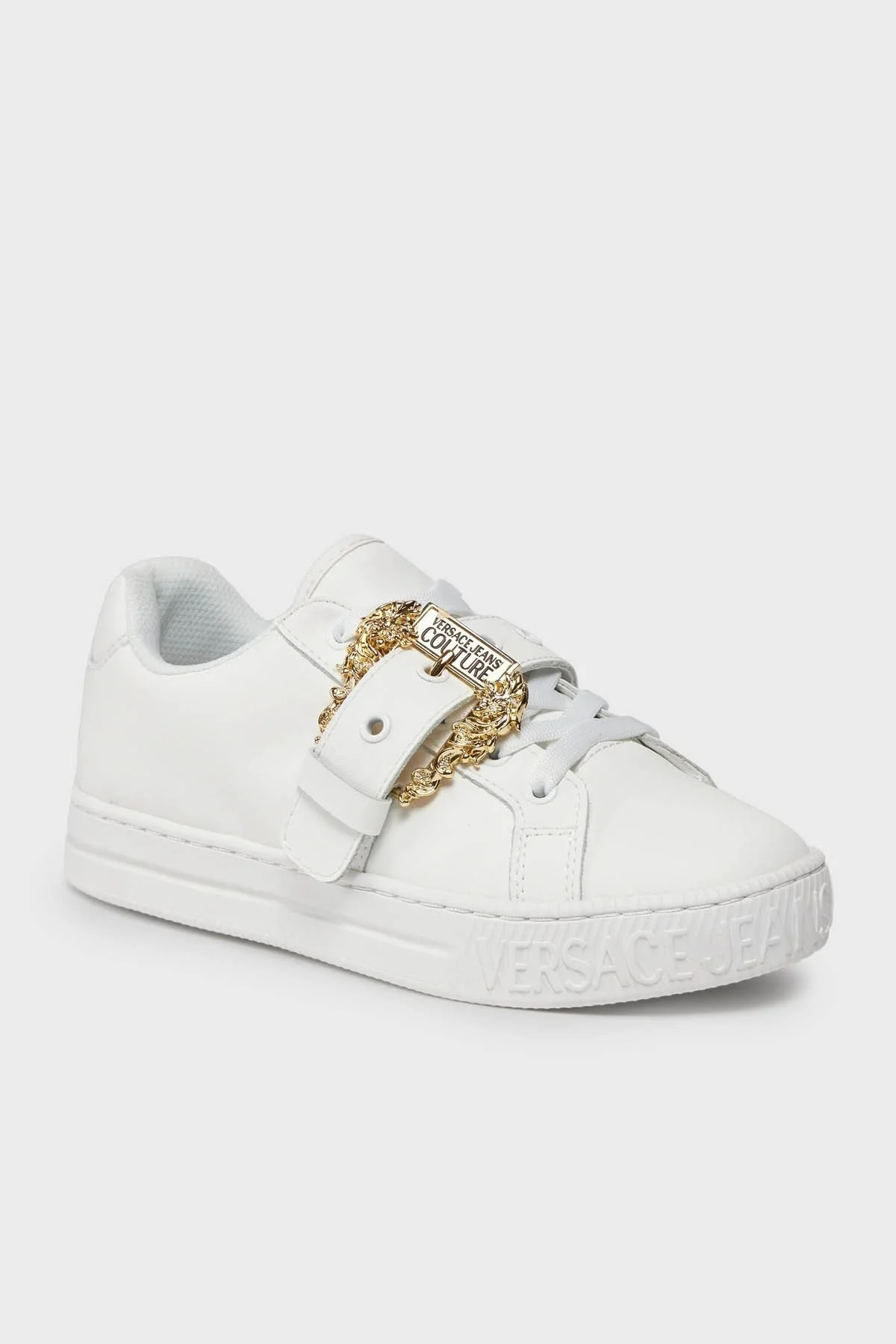 Versace Jeans Couture Logolu Hakiki Deri Sneaker Bayan Ayakkabı 75VA3SK9 ZP311 003 BEYAZ - 4