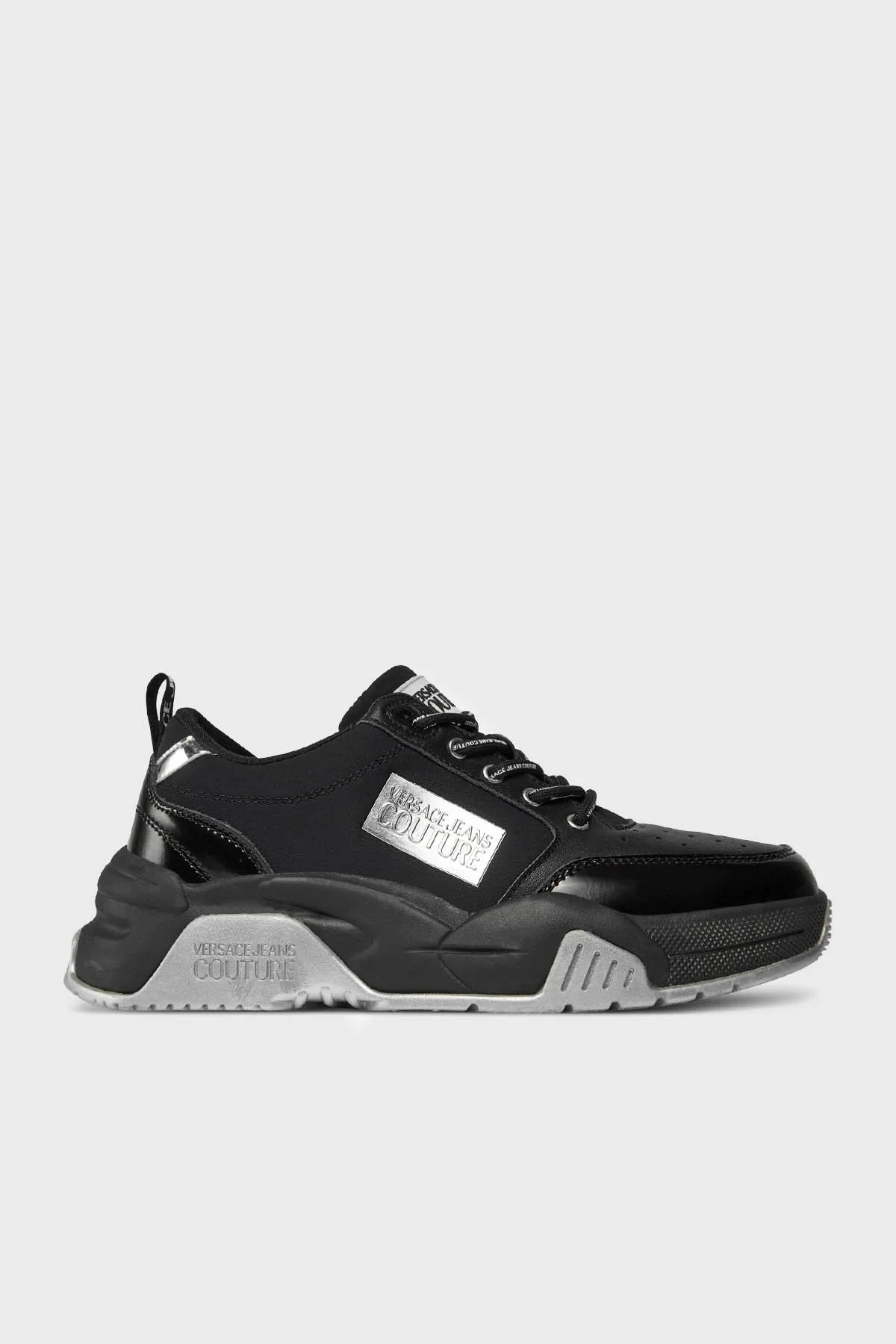 Versace Jeans Couture Logolu Hakiki Deri Sneaker Erkek Ayakkabı 75YA3SF6 ZP329 899 SİYAH - 1