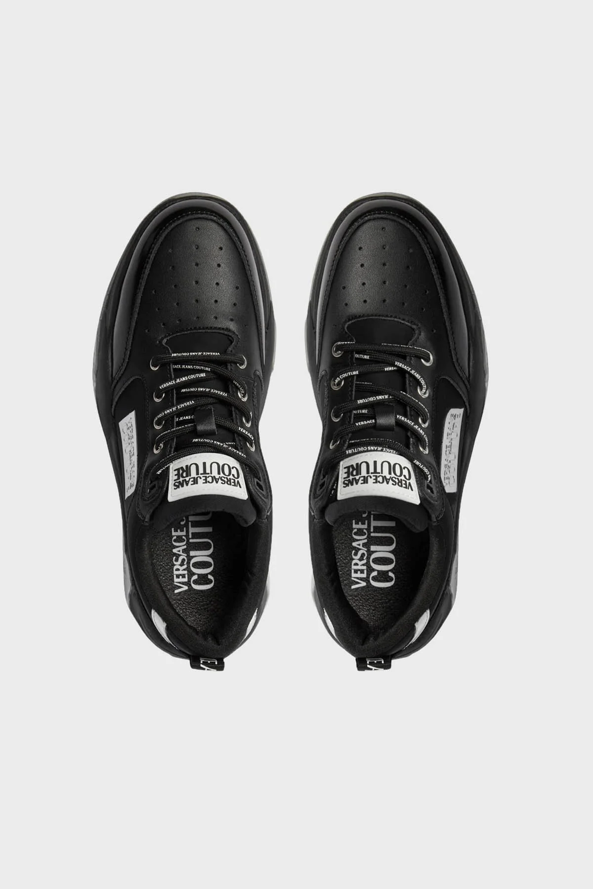 Versace Jeans Couture Logolu Hakiki Deri Sneaker Erkek Ayakkabı 75YA3SF6 ZP329 899 SİYAH - 5