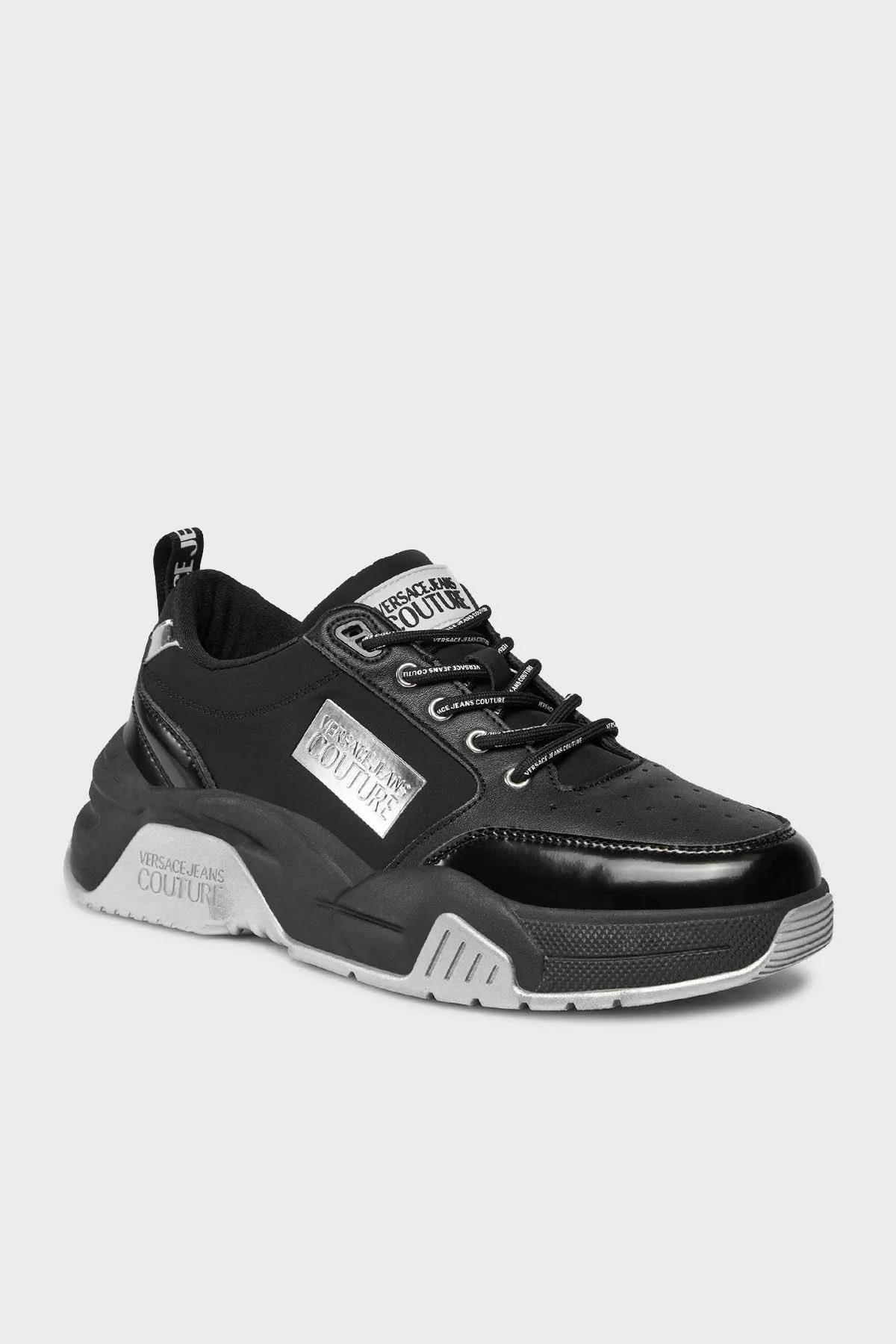 Versace Jeans Couture Logolu Hakiki Deri Sneaker Erkek Ayakkabı 75YA3SF6 ZP329 899 SİYAH - 7