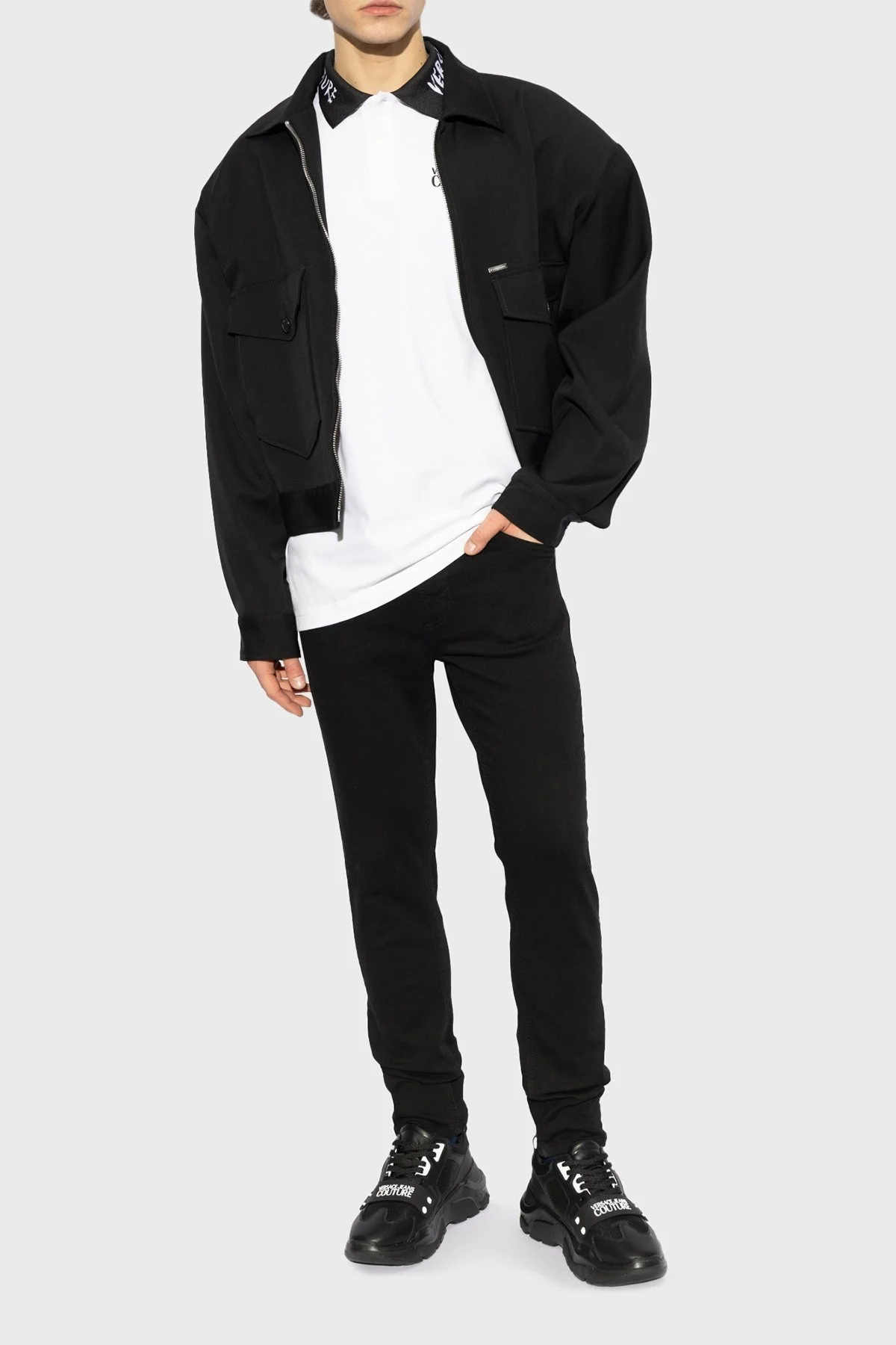 Versace Jeans Couture Logolu Kalın Taban Sneaker Erkek Ayakkabı 78YA3SC4 ZSC55 899 SİYAH - 3