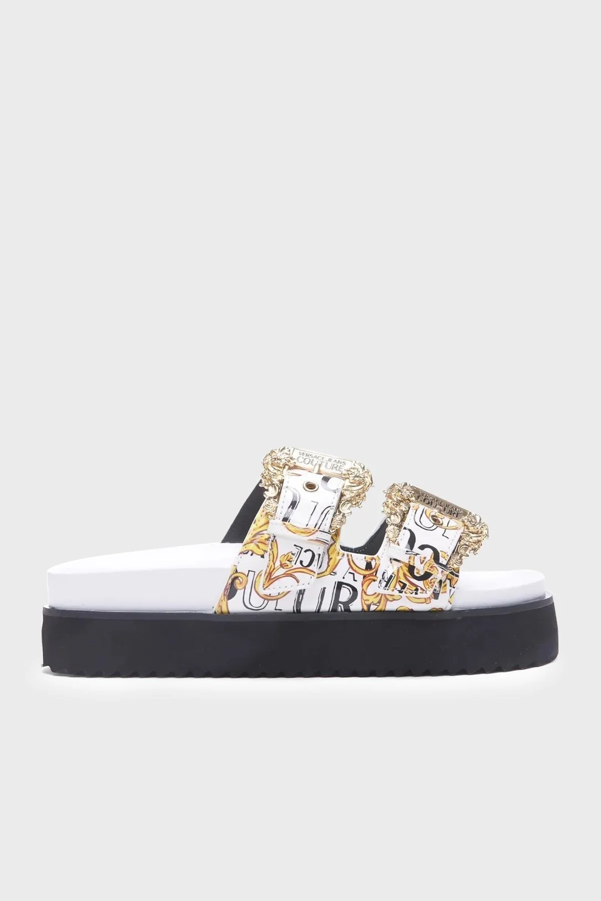 Versace Jeans Couture Logolu Kalın Tabanlı Bayan Terlik 74VA3SM1 ZS366 G03 BEYAZ - 1