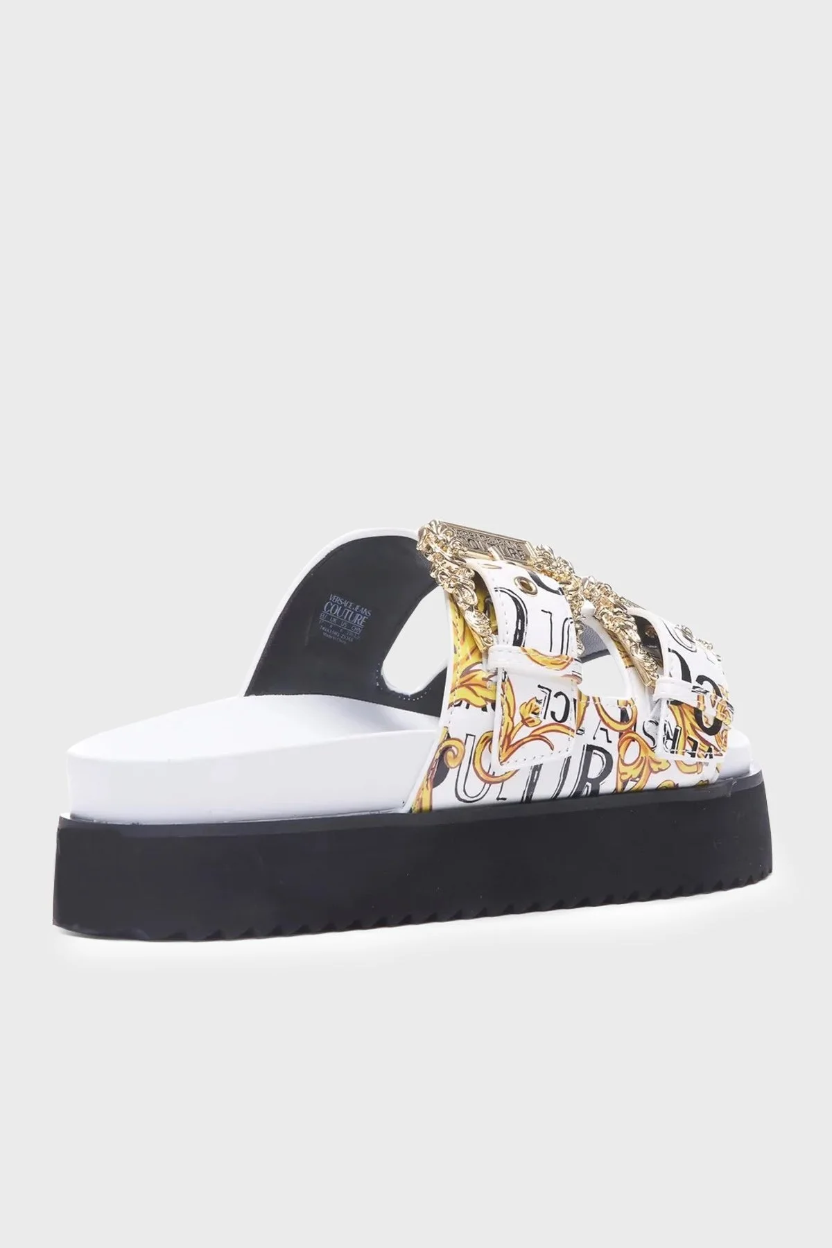 Versace Jeans Couture Logolu Kalın Tabanlı Bayan Terlik 74VA3SM1 ZS366 G03 BEYAZ - 2