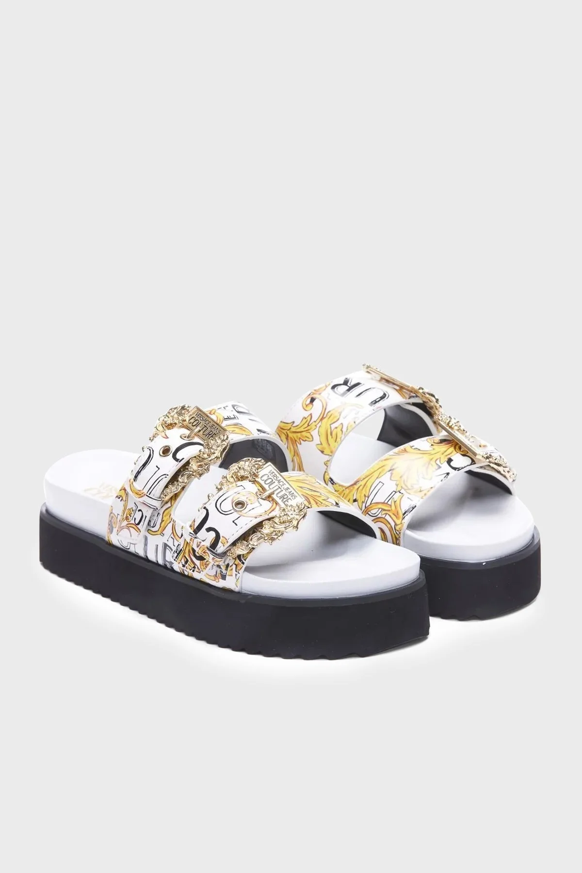 Versace Jeans Couture Logolu Kalın Tabanlı Bayan Terlik 74VA3SM1 ZS366 G03 BEYAZ - 4