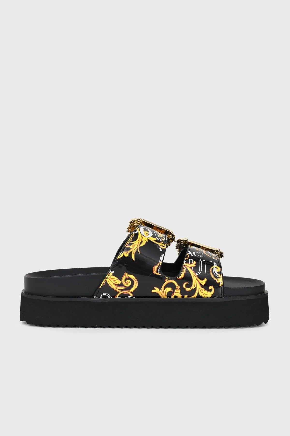 Versace Jeans Couture Logolu Kalın Tabanlı Bayan Terlik 74VA3SM1 ZS366 G89 SİYAH - 1