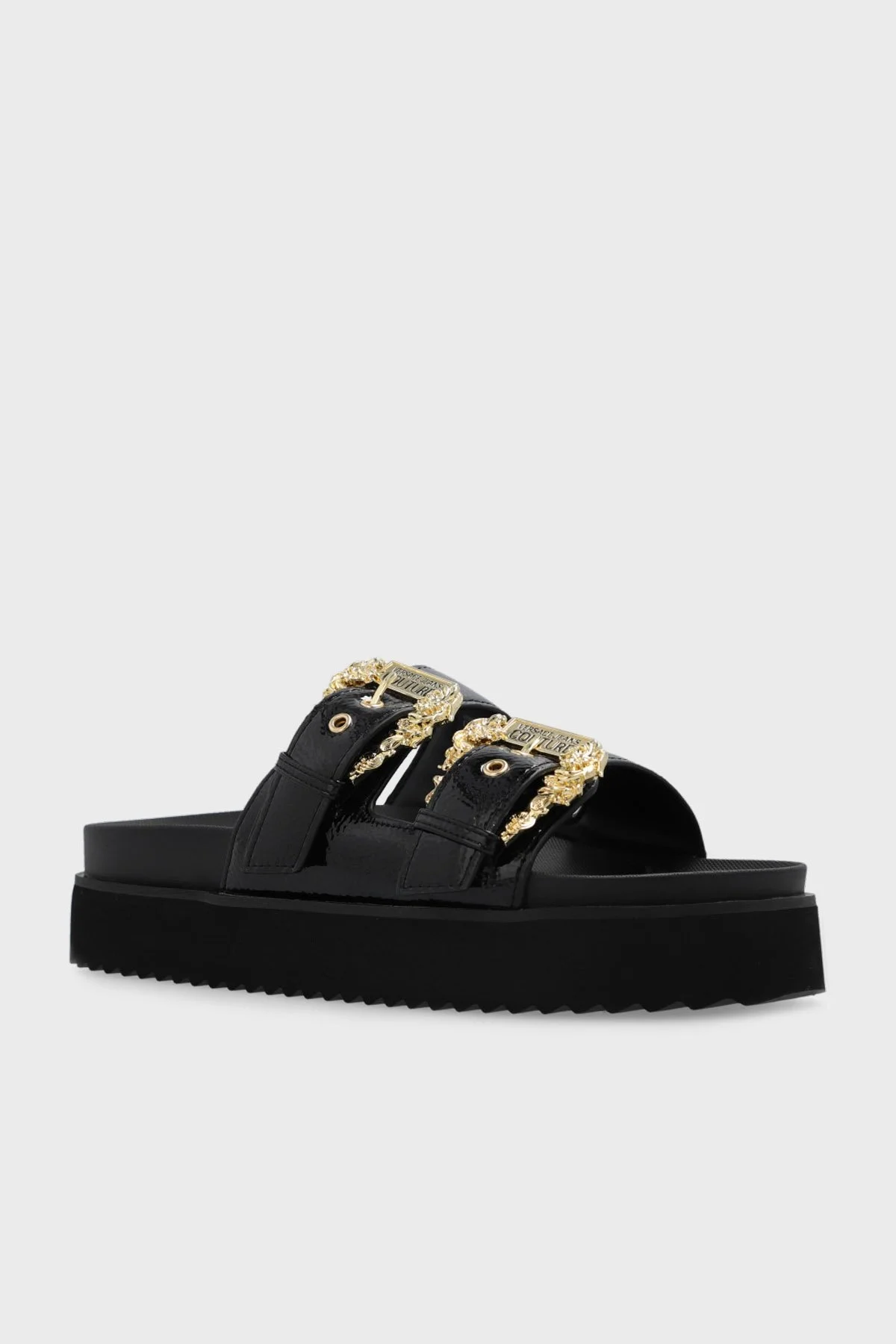 Versace Jeans Couture Logolu Kalın Tabanlı Bayan Terlik 74VA3SM1 ZS539 899 SİYAH - 3