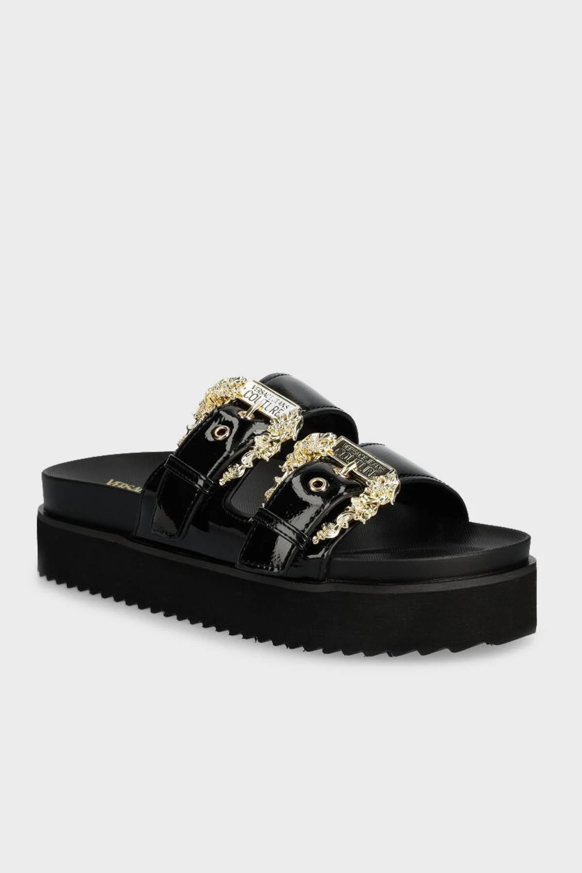 Versace Jeans Couture Logolu Kalın Tabanlı Bayan Terlik 76VA3SM1 ZS539 899 SİYAH - 8