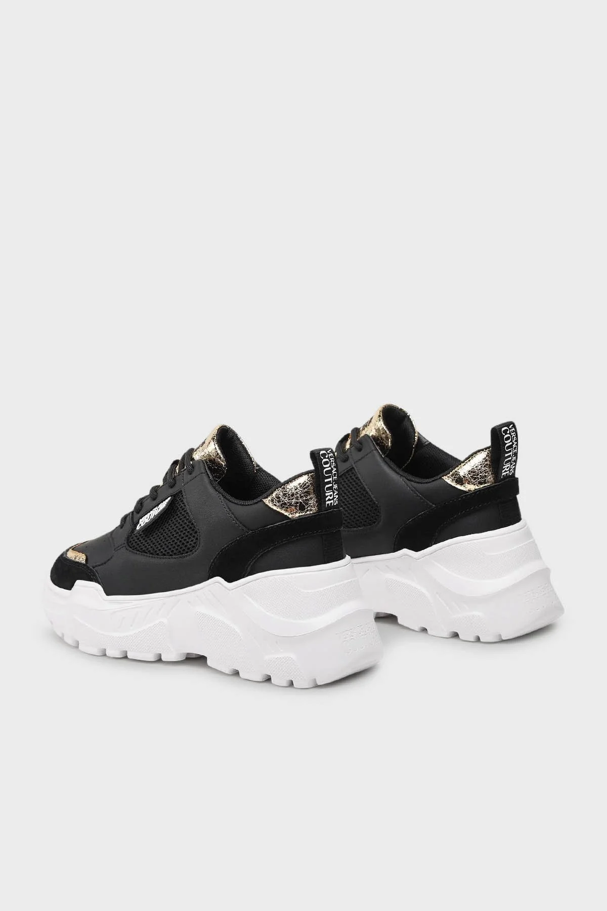Versace Jeans Couture Logolu Kalın Tabanlı Deri Sneaker Bayan Ayakkabı 74VA3SC2 ZP230 G89 SİYAH - 3