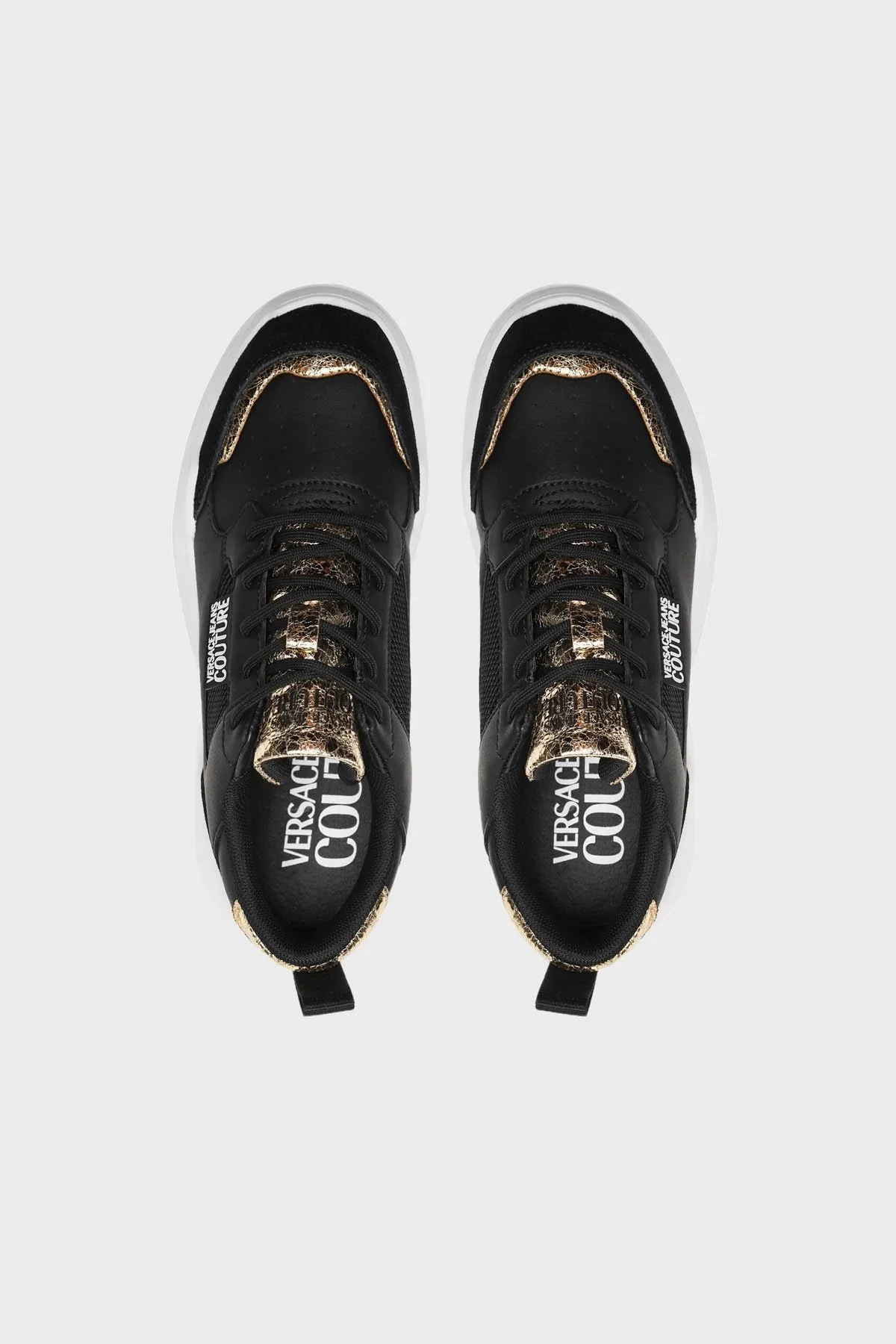 Versace Jeans Couture Logolu Kalın Tabanlı Deri Sneaker Bayan Ayakkabı 74VA3SC2 ZP230 G89 SİYAH - 4