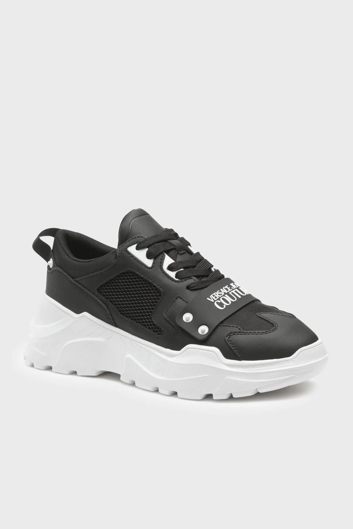 Versace Jeans Couture Logolu Kalın Tabanlı Hakiki Deri Sneaker Erkek Ayakkabı 74YA3SC4 ZP253 899 SİYAH - 2