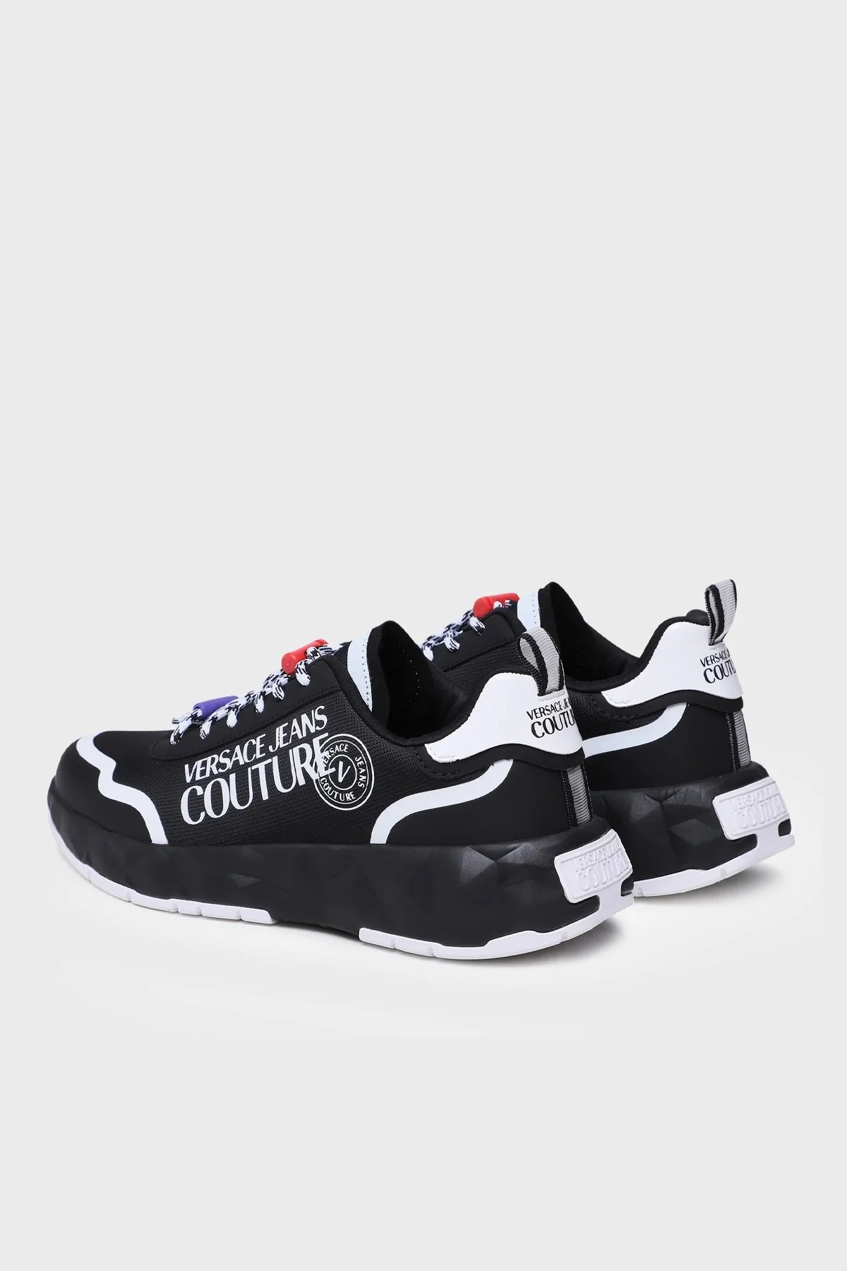 Versace Jeans Couture Logolu Kalın Tabanlı Sneaker Erkek Ayakkabı 74YA3SBA ZS695 L01 SİYAH-BEYAZ - 3