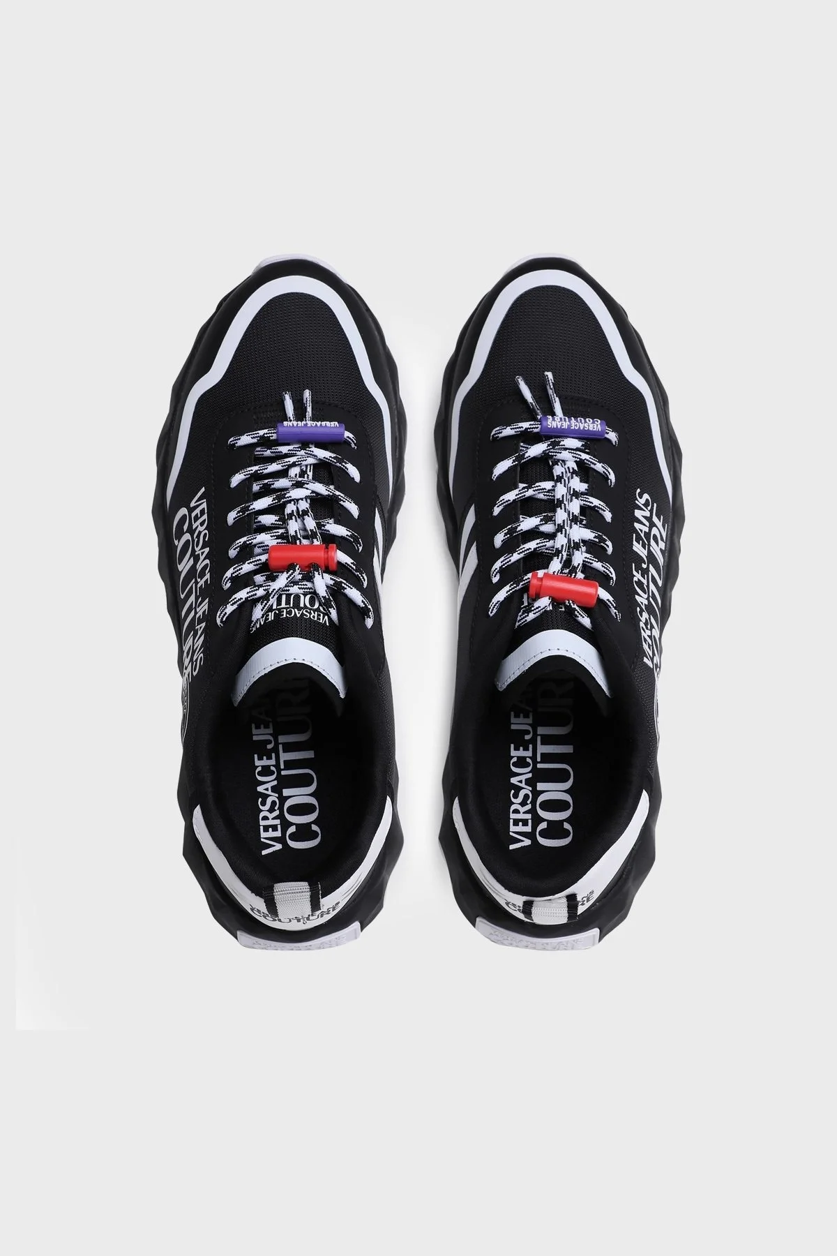 Versace Jeans Couture Logolu Kalın Tabanlı Sneaker Erkek Ayakkabı 74YA3SBA ZS695 L01 SİYAH-BEYAZ - 5