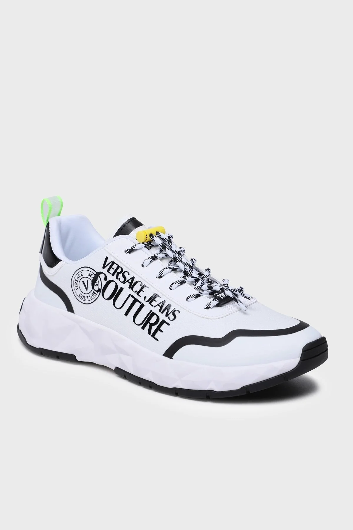 Versace Jeans Couture Logolu Kalın Tabanlı Sneaker Erkek Ayakkabı 74YA3SBA ZS695 L02 BEYAZ-SİYAH - 5