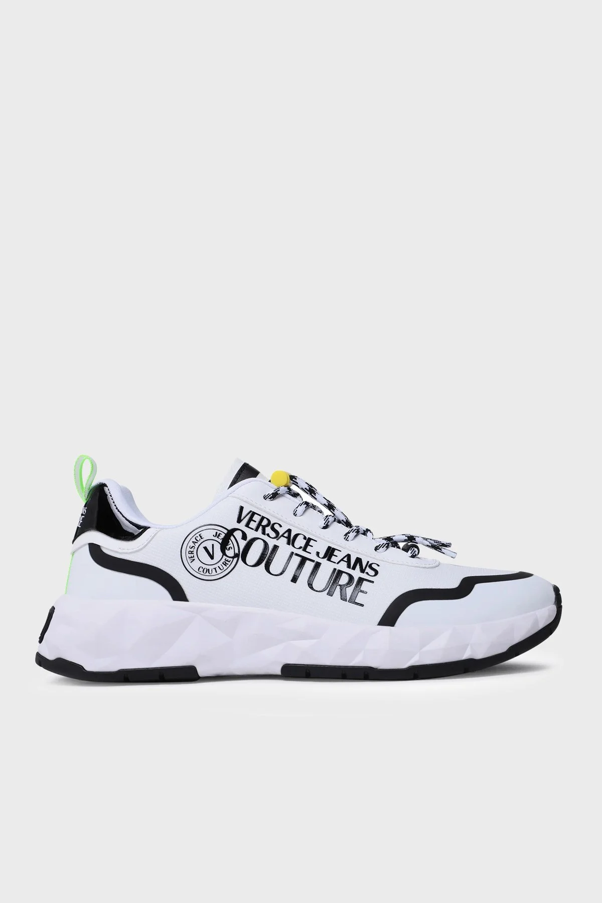 Versace Jeans Couture Logolu Kalın Tabanlı Sneaker Erkek Ayakkabı 74YA3SBA ZS695 L02 BEYAZ-SİYAH - 1