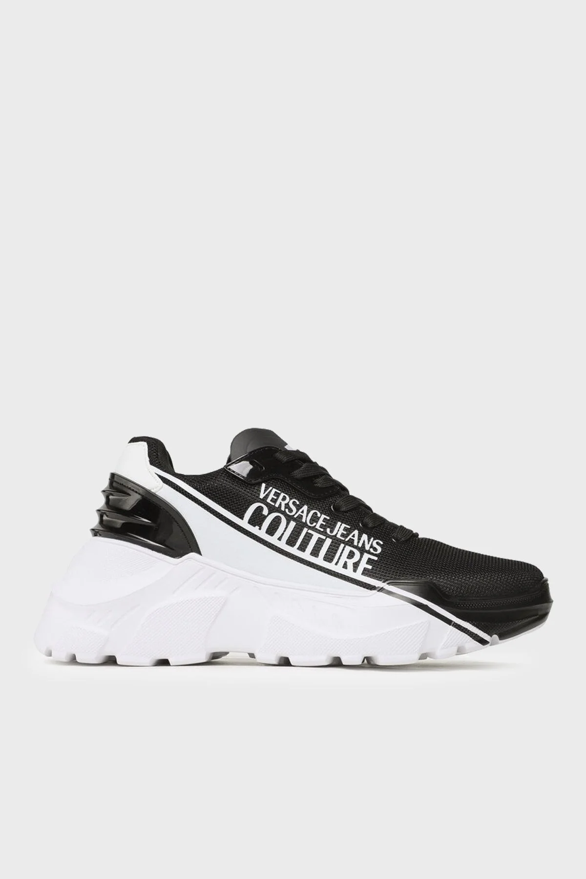 Versace Jeans Couture Logolu Kalın Tabanlı Sneaker Erkek Ayakkabı 74YA3SCC ZS699 L01 BEYAZ-SİYAH - 1
