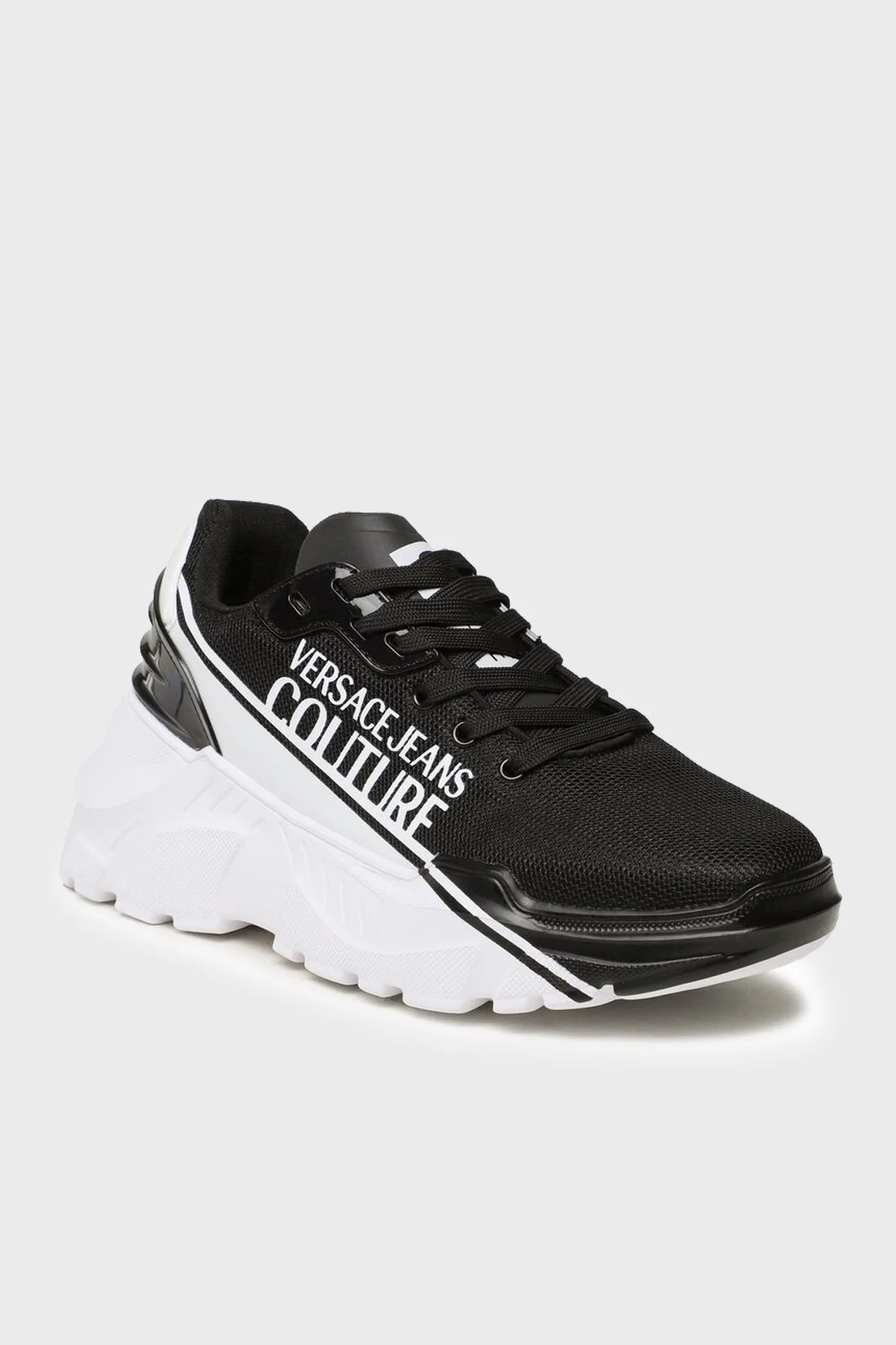 Versace Jeans Couture Logolu Kalın Tabanlı Sneaker Erkek Ayakkabı 74YA3SCC ZS699 L01 BEYAZ-SİYAH - 2