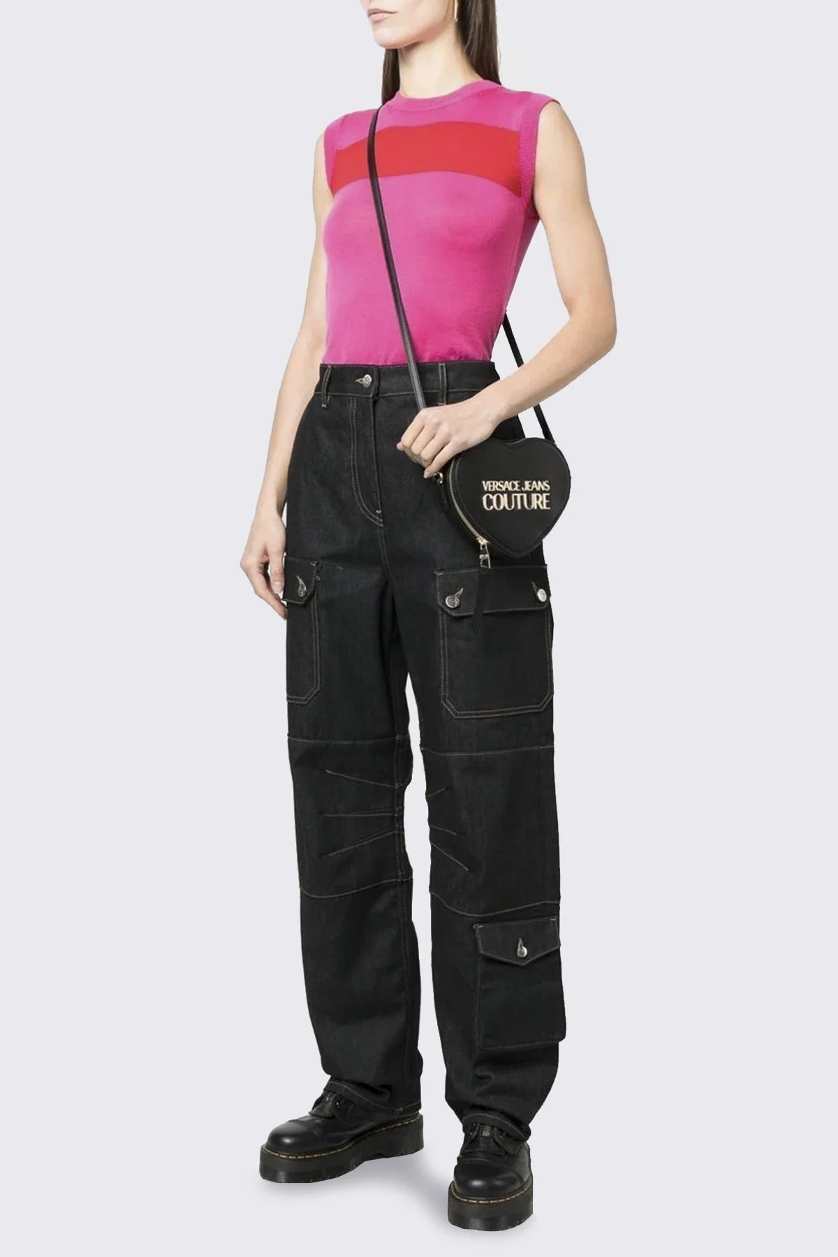 Versace Jeans Couture Logolu Kalp Model Zincir Askılı Bayan Çanta 75VA4BL6 ZS467 899 SİYAH - 2