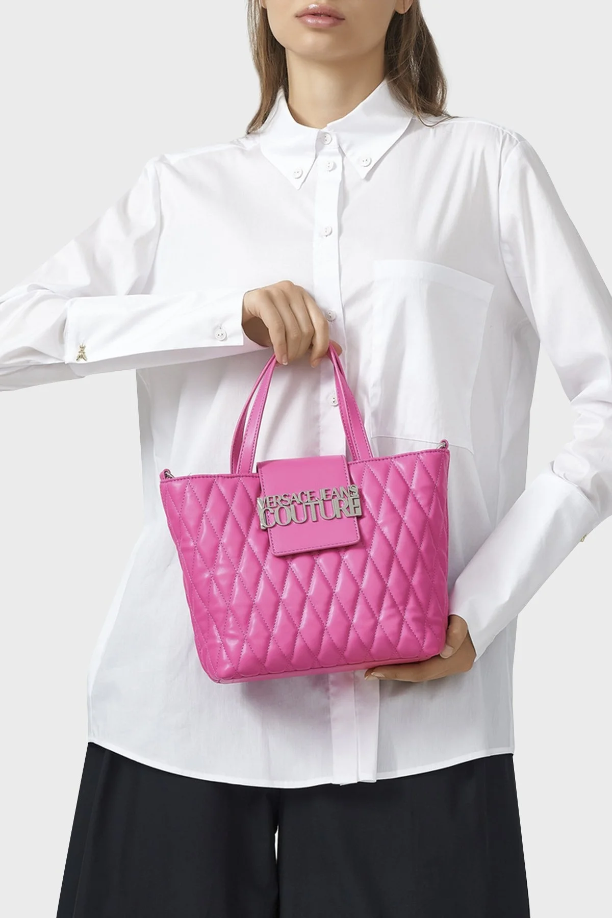 Versace Jeans Couture Logolu Kapitone Bayan Çanta 74VA4BBA ZS409 406 FUŞYA - 2