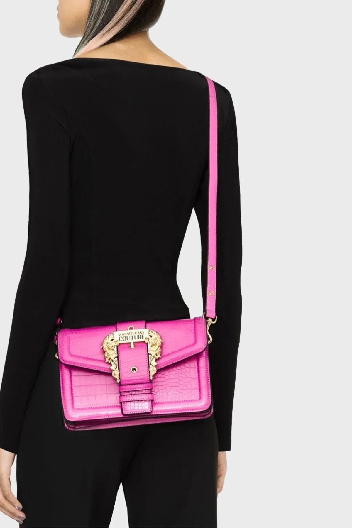 Versace Jeans Couture Logolu Mini Cüzdanlı Çıkarılabilir Omuz Askılı Bayan Çanta 74VA4BF1 ZS578 406 PEMBE - 2