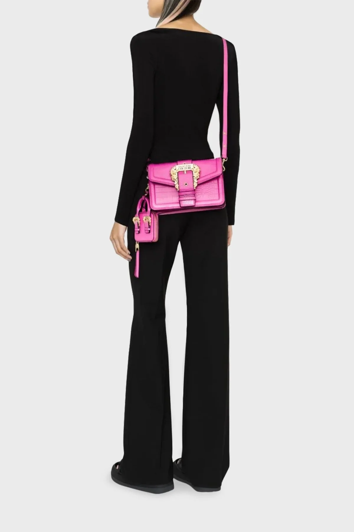 Versace Jeans Couture Logolu Mini Cüzdanlı Çıkarılabilir Omuz Askılı Bayan Çanta 74VA4BF1 ZS578 406 PEMBE - 5