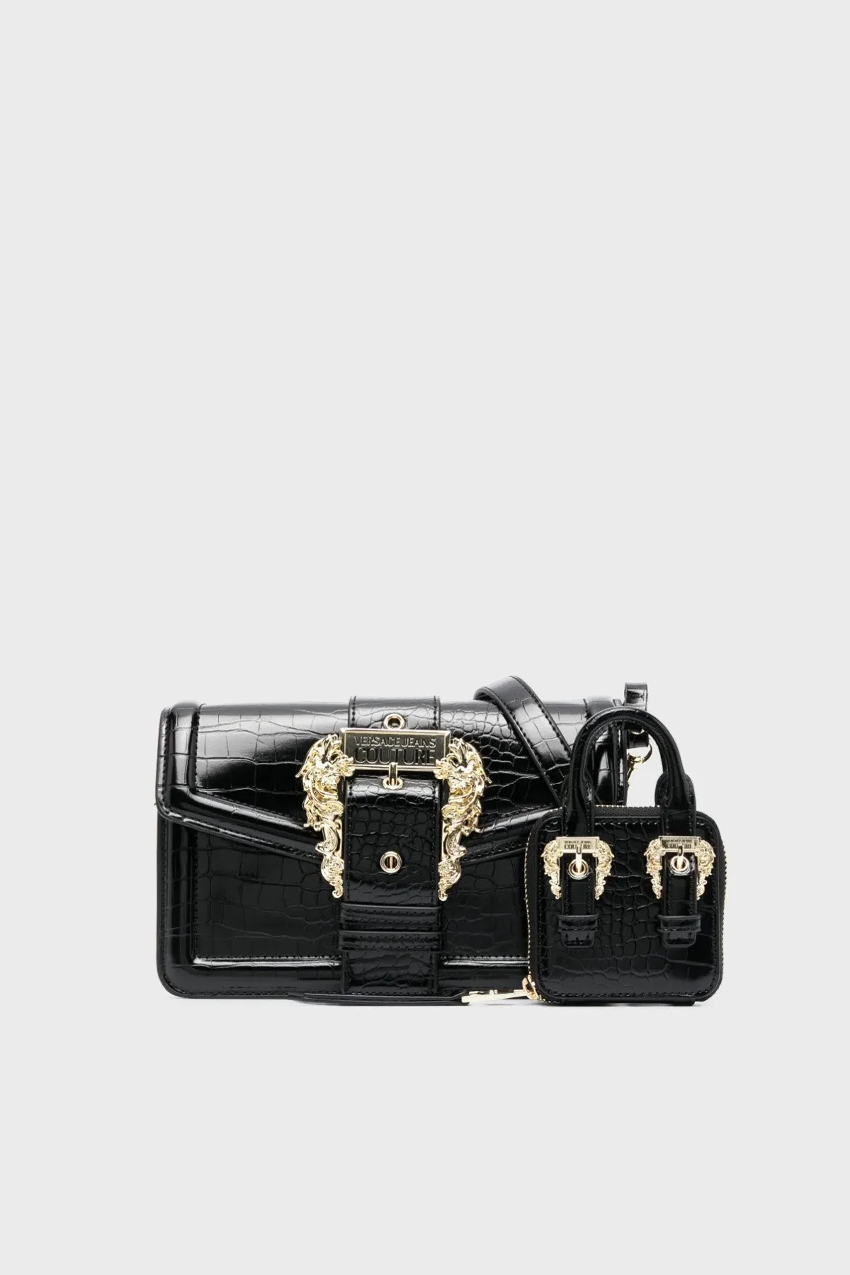 Versace Jeans Couture Logolu Mini Cüzdanlı Çıkarılabilir Omuz Askılı Bayan Çanta 74VA4BF1 ZS578 899 SİYAH - 1