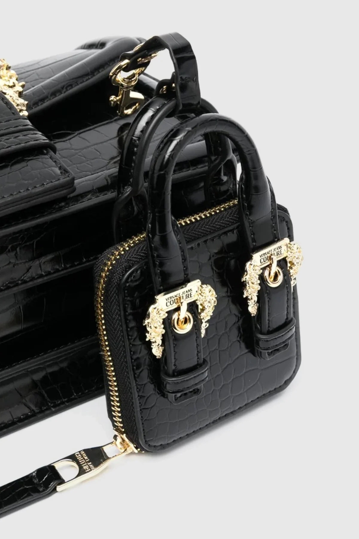 Versace Jeans Couture Logolu Mini Cüzdanlı Çıkarılabilir Omuz Askılı Bayan Çanta 74VA4BF1 ZS578 899 SİYAH - 4