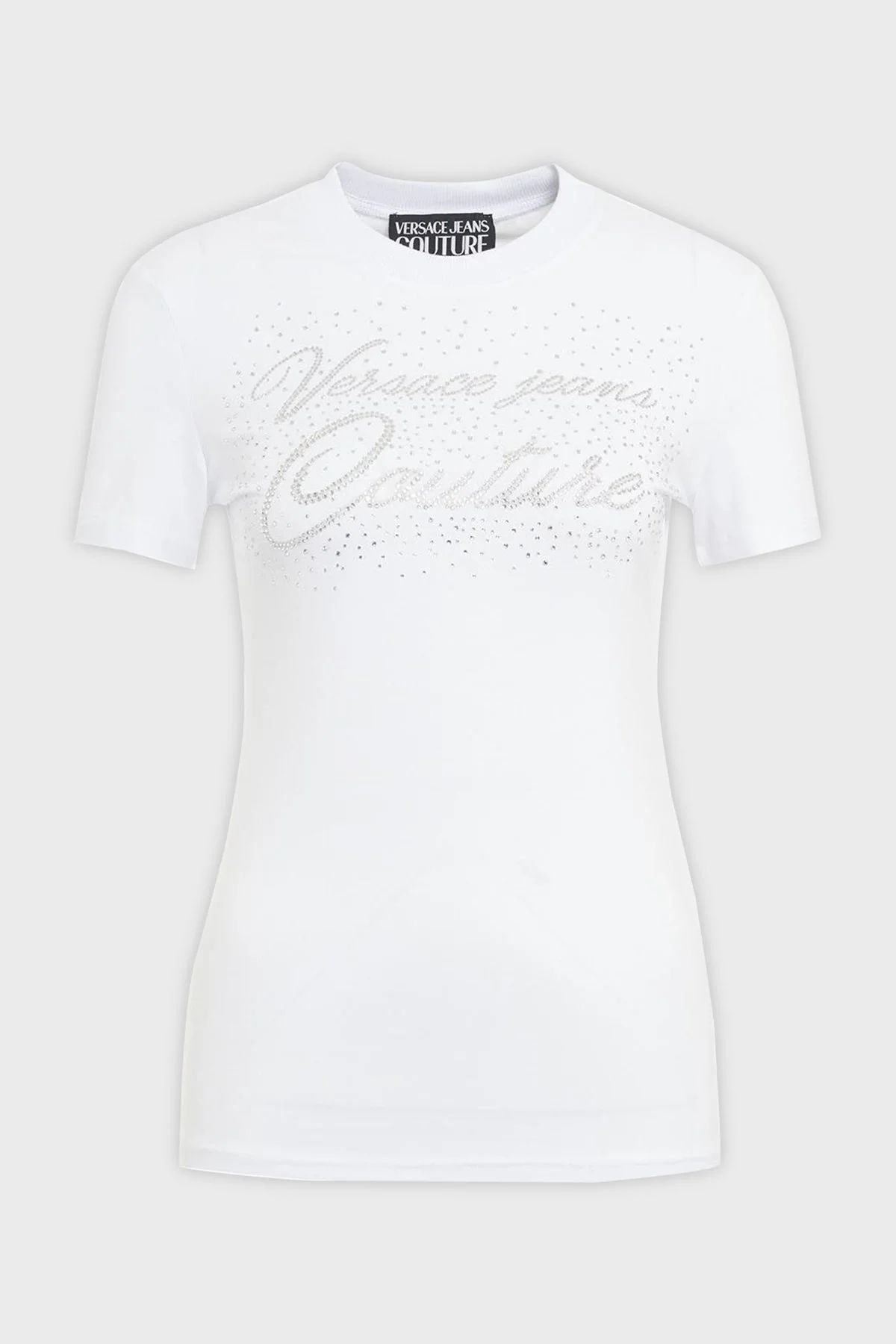 Versace Jeans Couture Logolu Pamuklu Bisiklet Yaka Slim Fit Bayan T Shirt 76HAH6A8 J0020 003 BEYAZ - 1