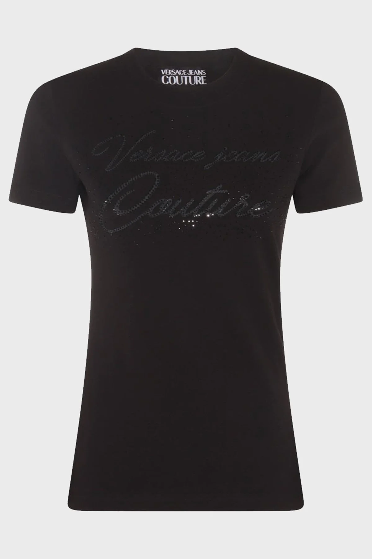 Versace Jeans Couture Logolu Pamuklu Bisiklet Yaka Slim Fit Kadın T Shirt 76HAH6A8 J0020 899 SİYAH - 1