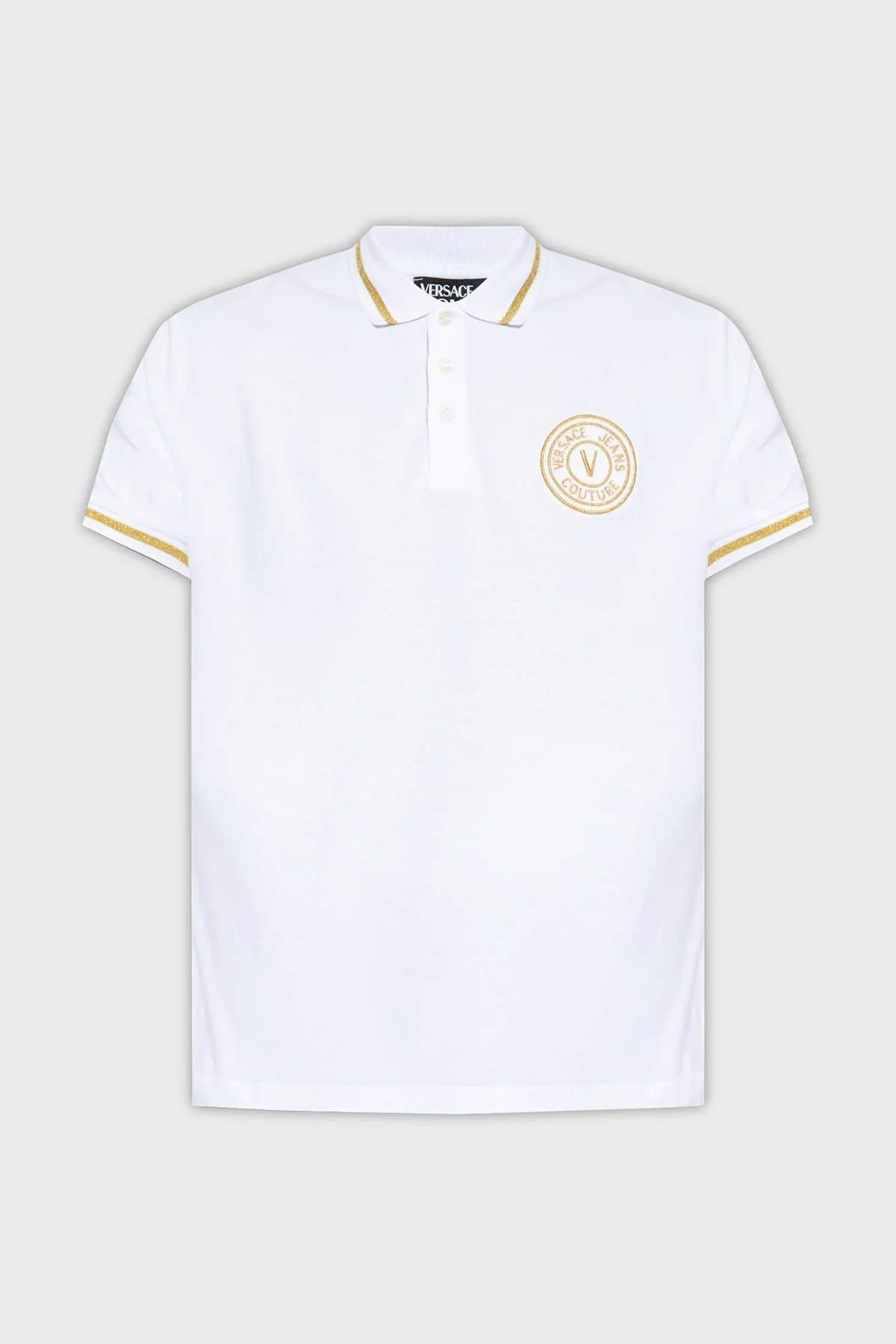 Versace Jeans Couture Logolu Pamuklu Regular Fit Erkek Polo Yaka T Shirt 76GAGT02 CJ01T G03 BEYAZ - 4
